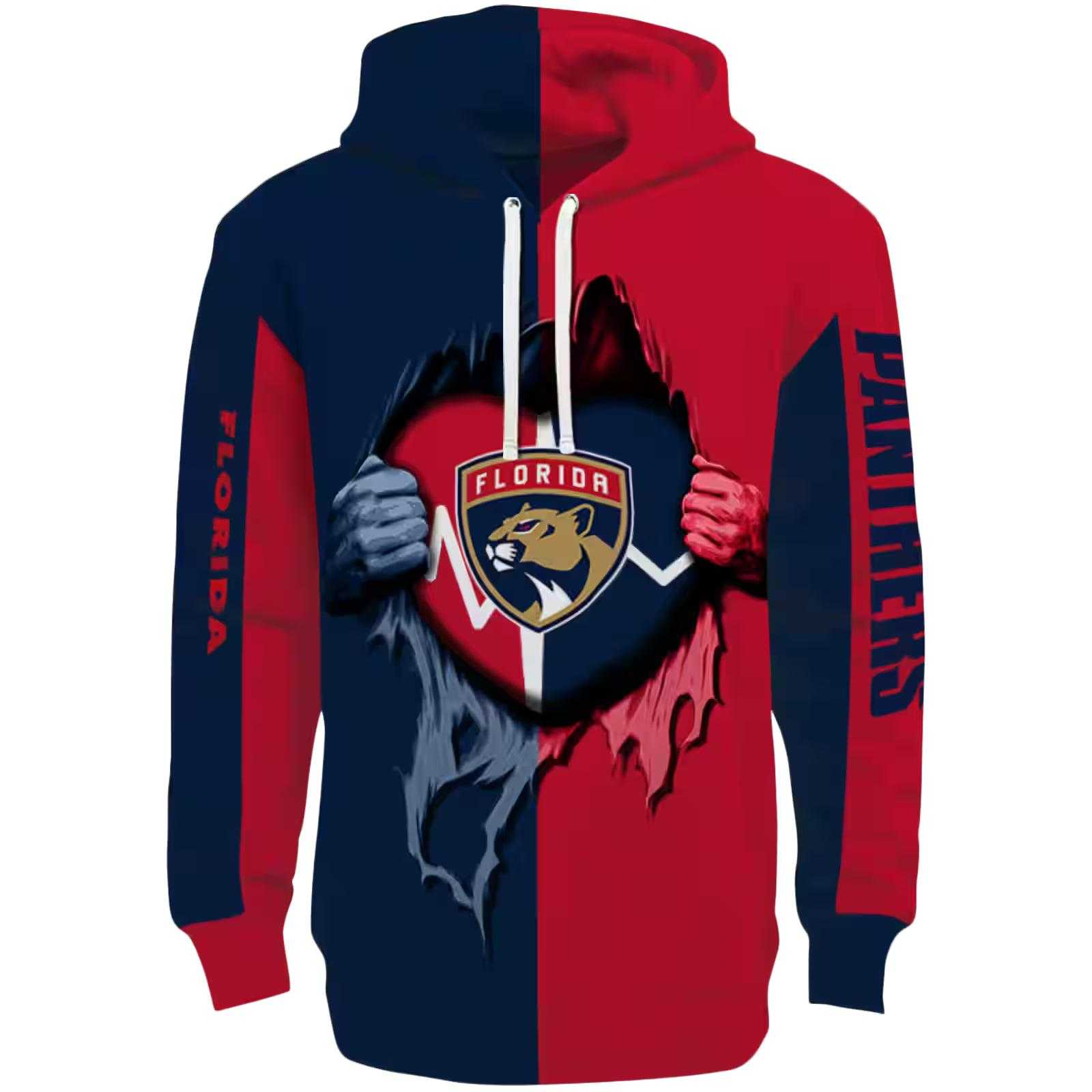 Florida Panthers Heartbeat Graphic Red Hoodie