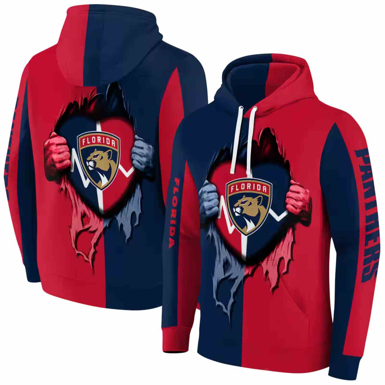 florida panthers heartbeat graphic red hoodie fashion forward