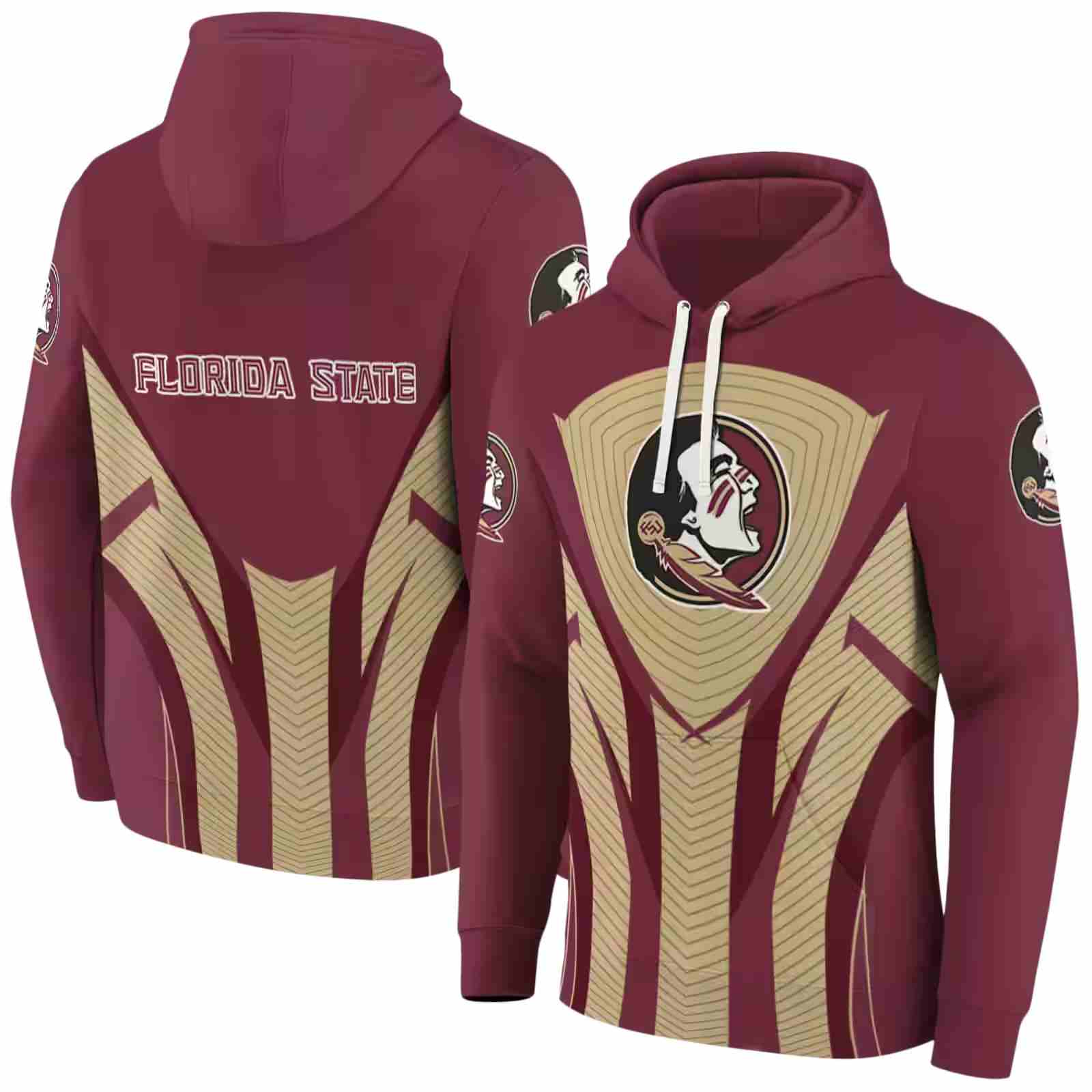 florida state seminoles concentric lines garnet black hoodie fashion forward