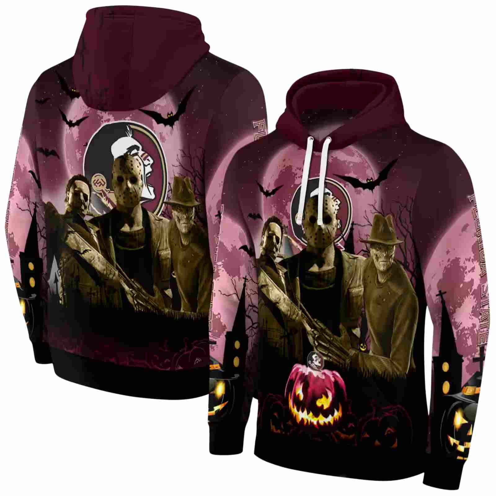 florida state seminoles halloween vibes garnet black hoodie fashion forward