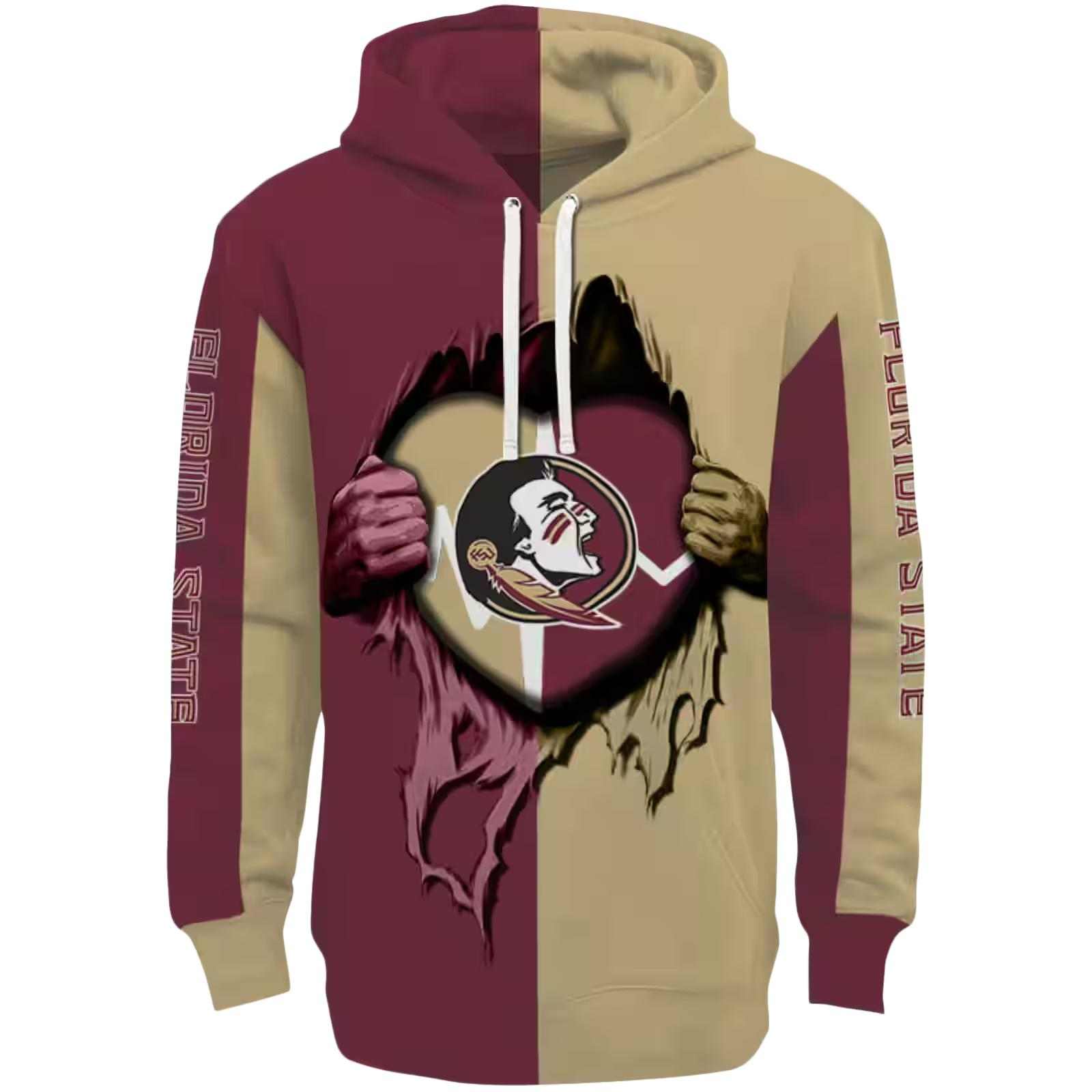 Florida State Seminoles Heartbeat Graphic Garnet Hoodie
