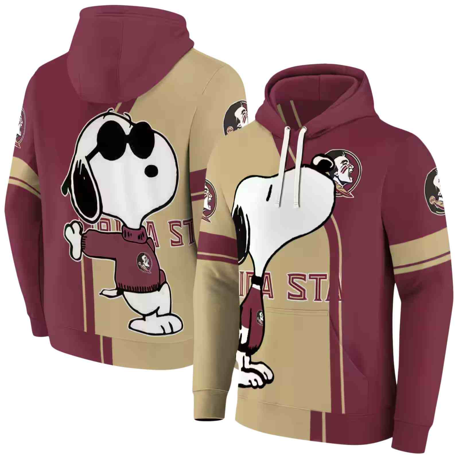 florida state seminoles playful snoopy garnet hoodie fashion forward