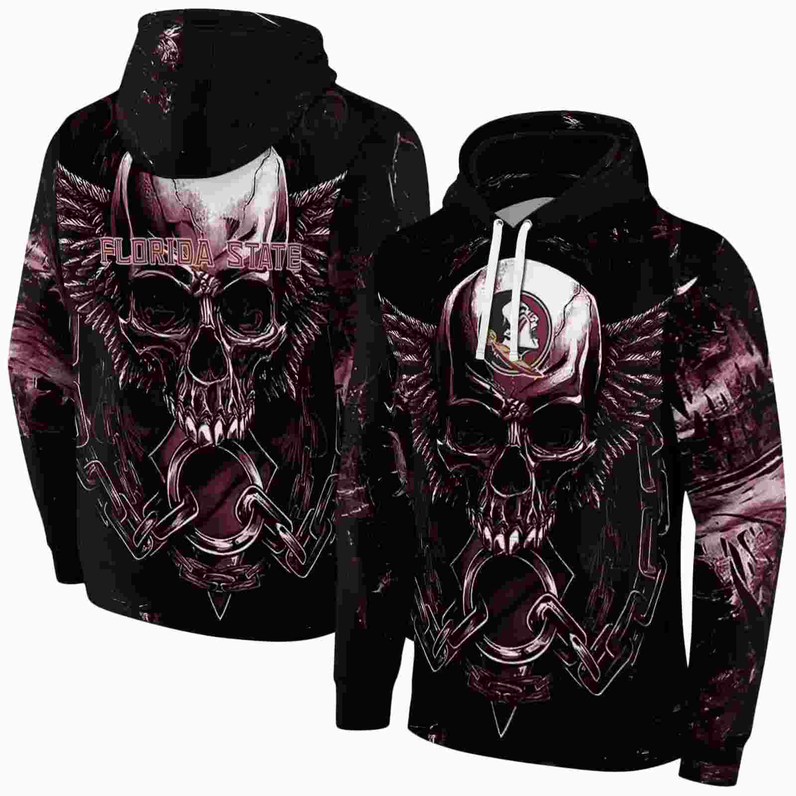 florida state seminoles skull artwork garnet black hoodie fashion forward