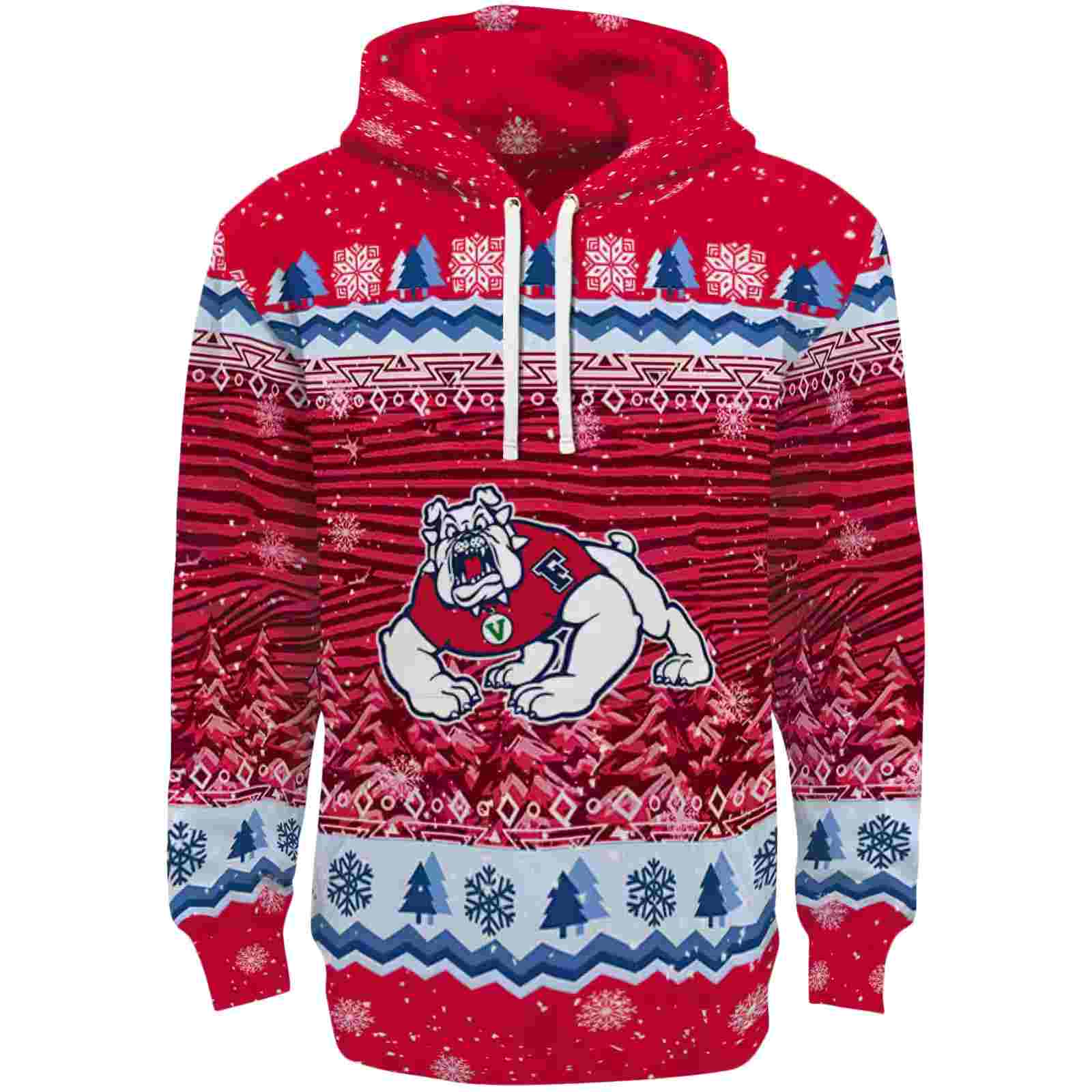 Fresno State Bulldogs Christmas Trees Red Hoodie