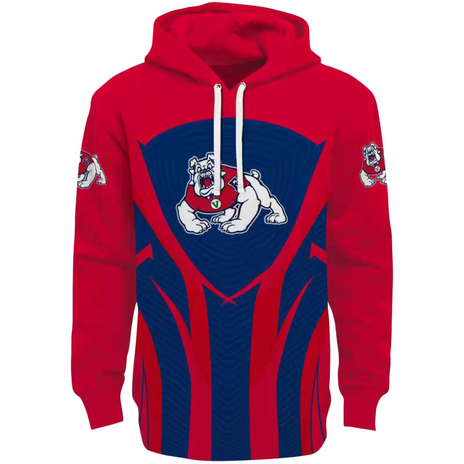 Fresno State Bulldogs Concentric Lines Red Black Hoodie