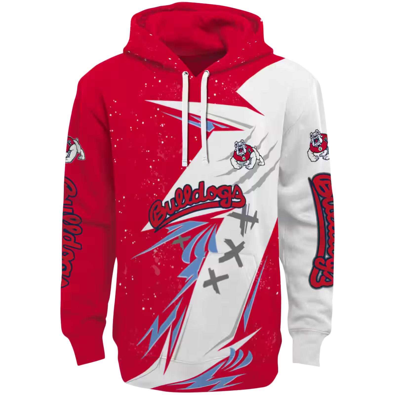 Fresno State Bulldogs Dynamic Slash Red White Hoodie