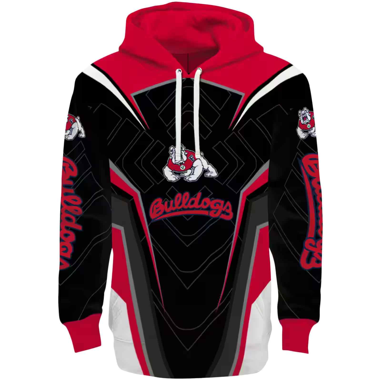 Fresno State Bulldogs Futuristic Pattern Red Black Hoodie