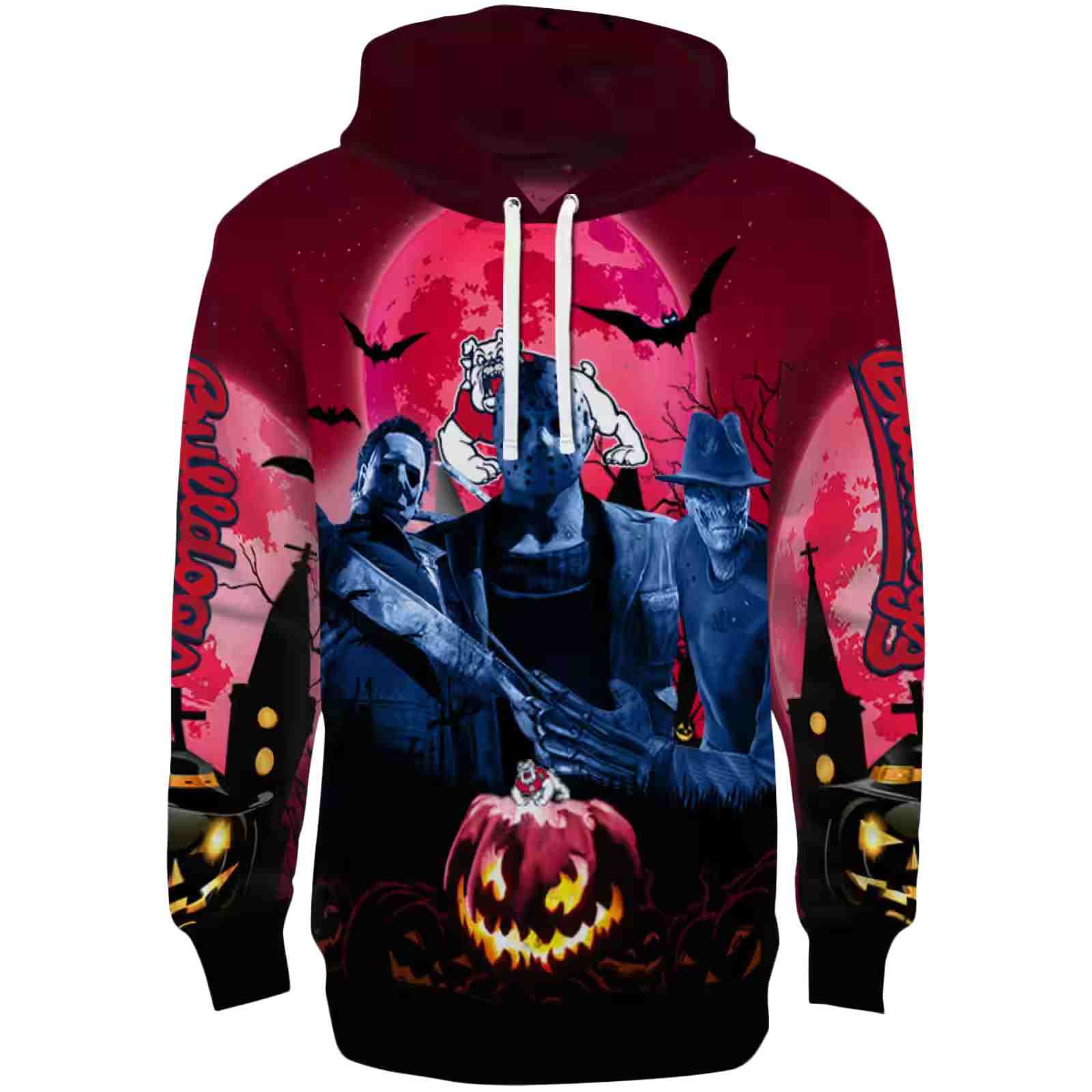 Fresno State Bulldogs Halloween Vibes Red Black Hoodie