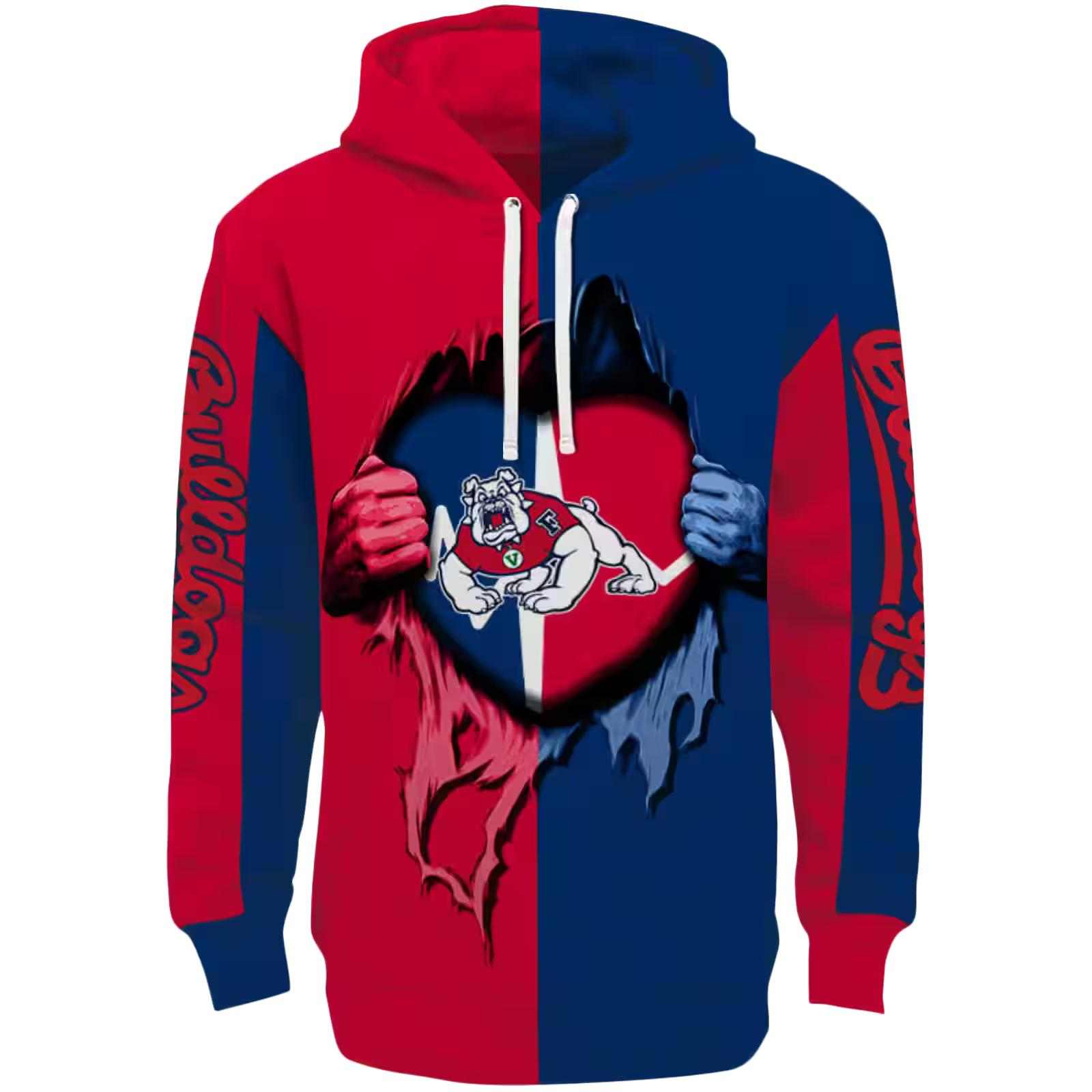 Fresno State Bulldogs Heartbeat Graphic Red Hoodie