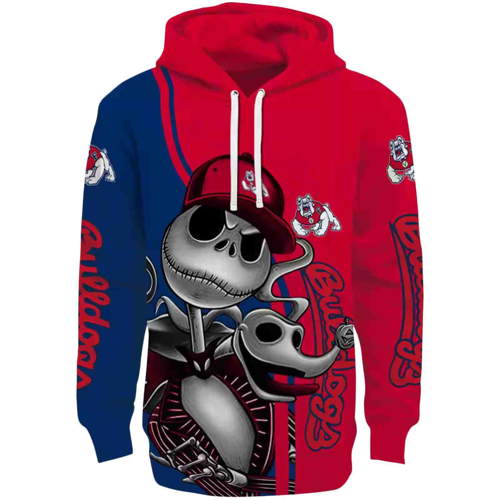 Fresno State Bulldogs Jack Skellington Red Hoodie
