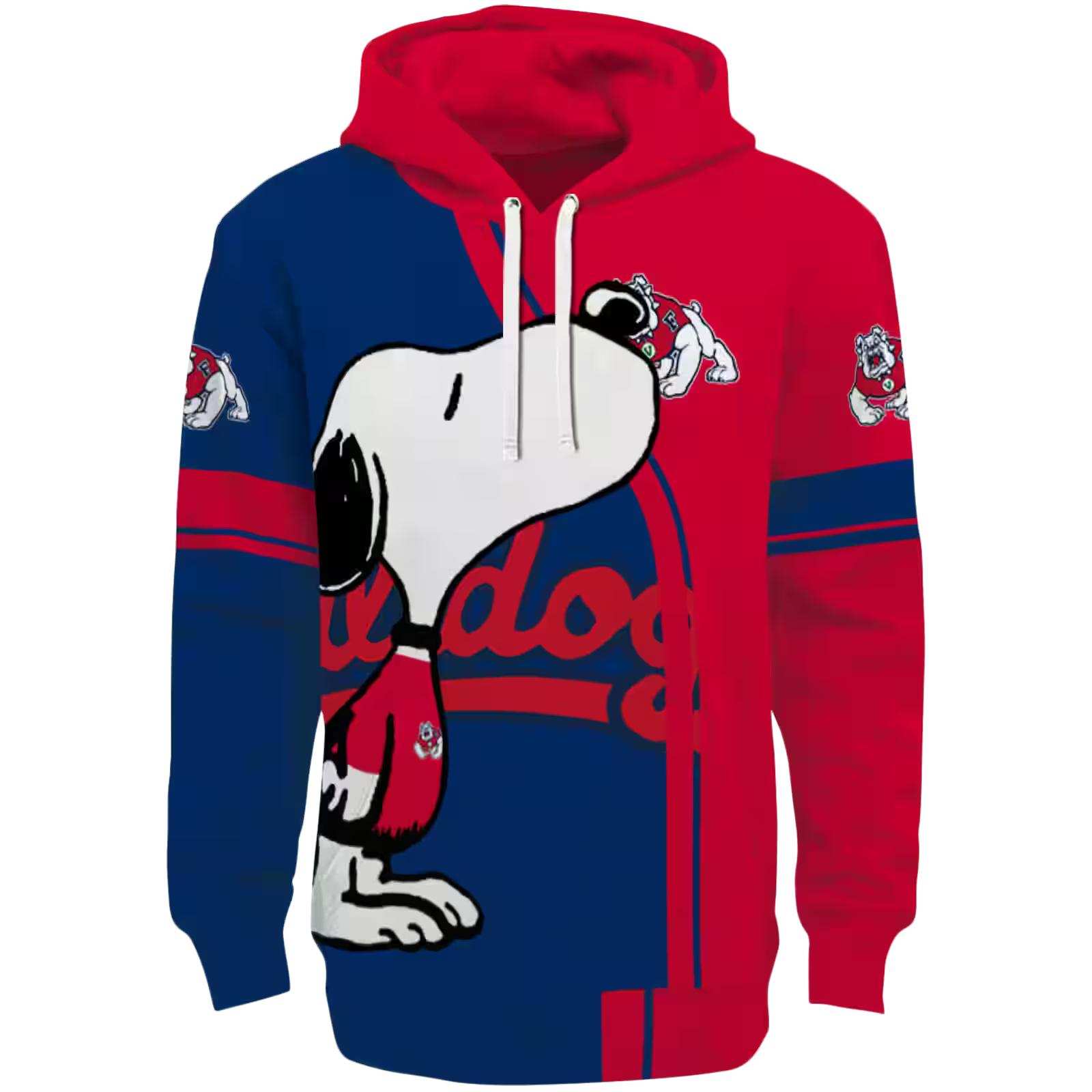 Fresno State Bulldogs Playful Snoopy Red Hoodie