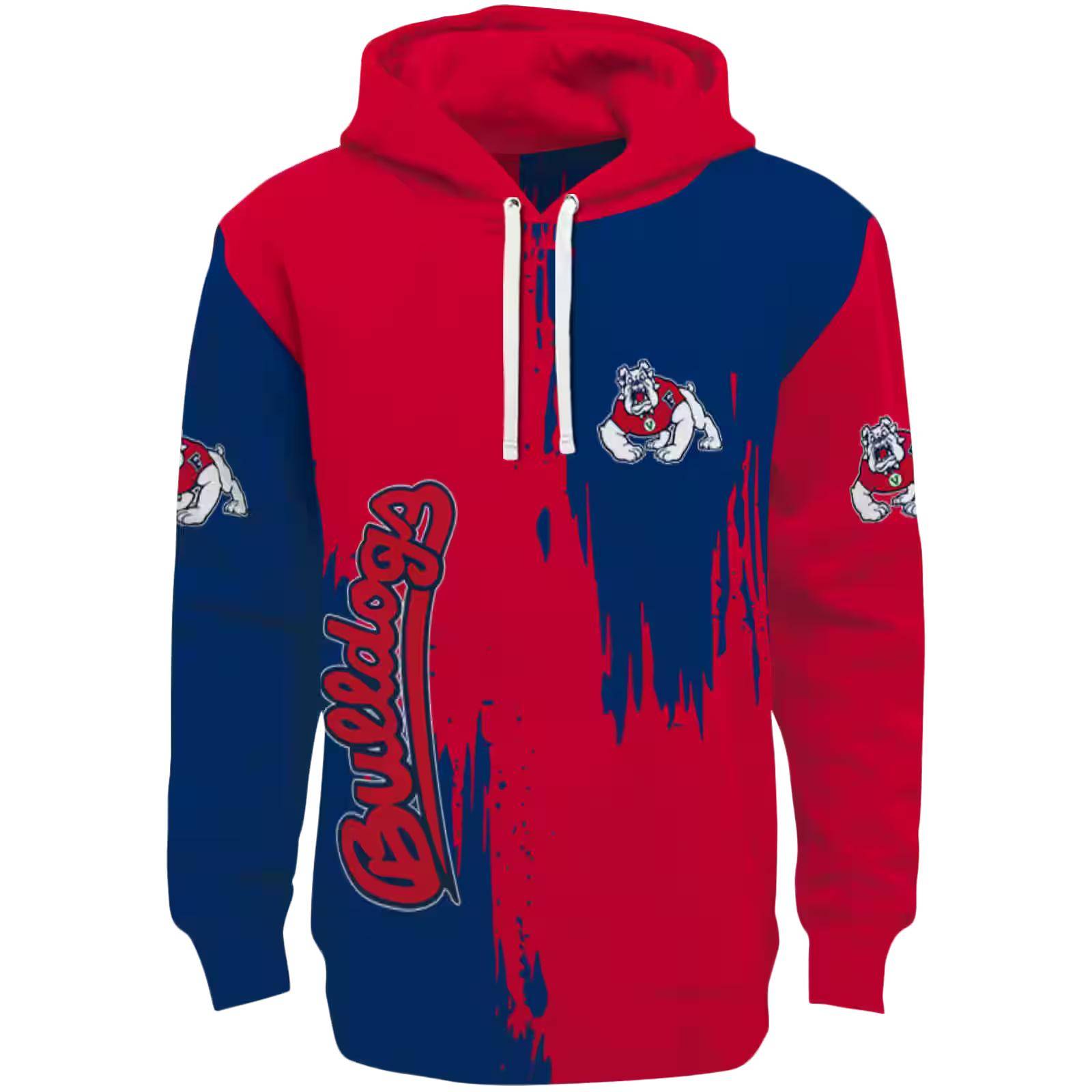 Fresno State Bulldogs Splatter Effect Red Hoodie