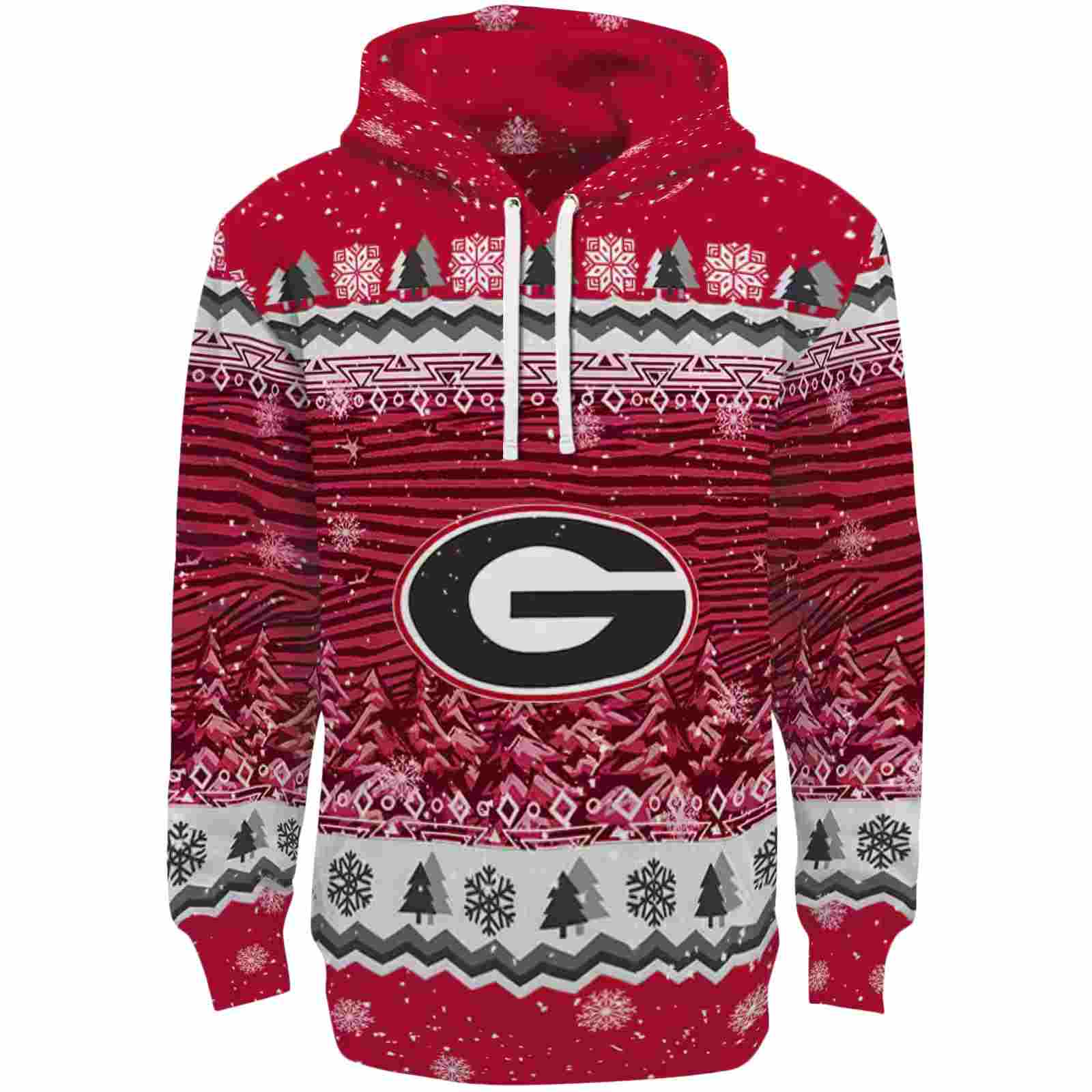 Georgia Bulldogs Christmas Trees Red Hoodie