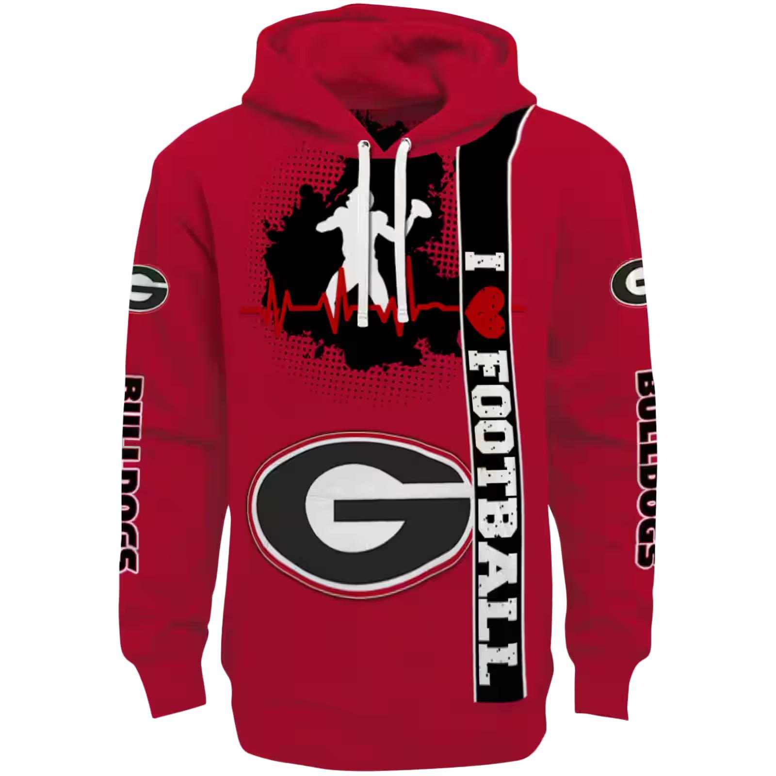 Georgia Bulldogs Football Heartbeat Red Hoodie