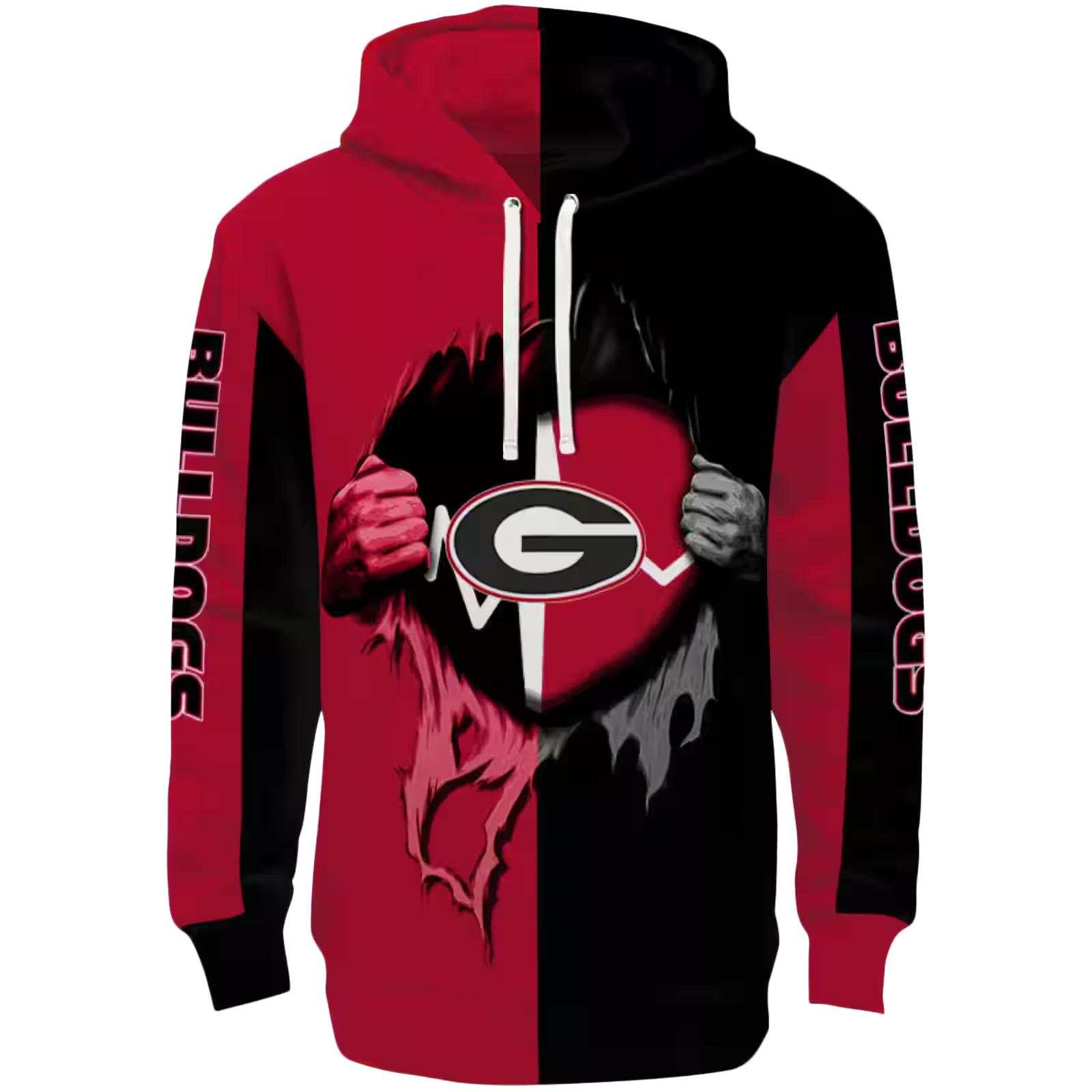 Georgia Bulldogs Heartbeat Graphic Red Hoodie