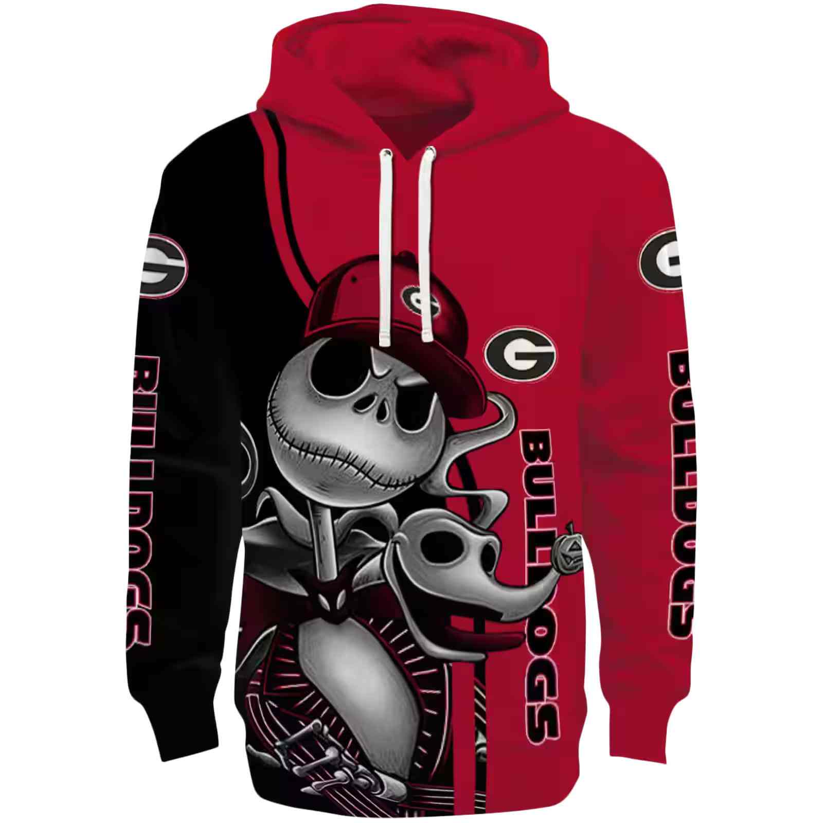 Georgia Bulldogs Jack Skellington Red Hoodie