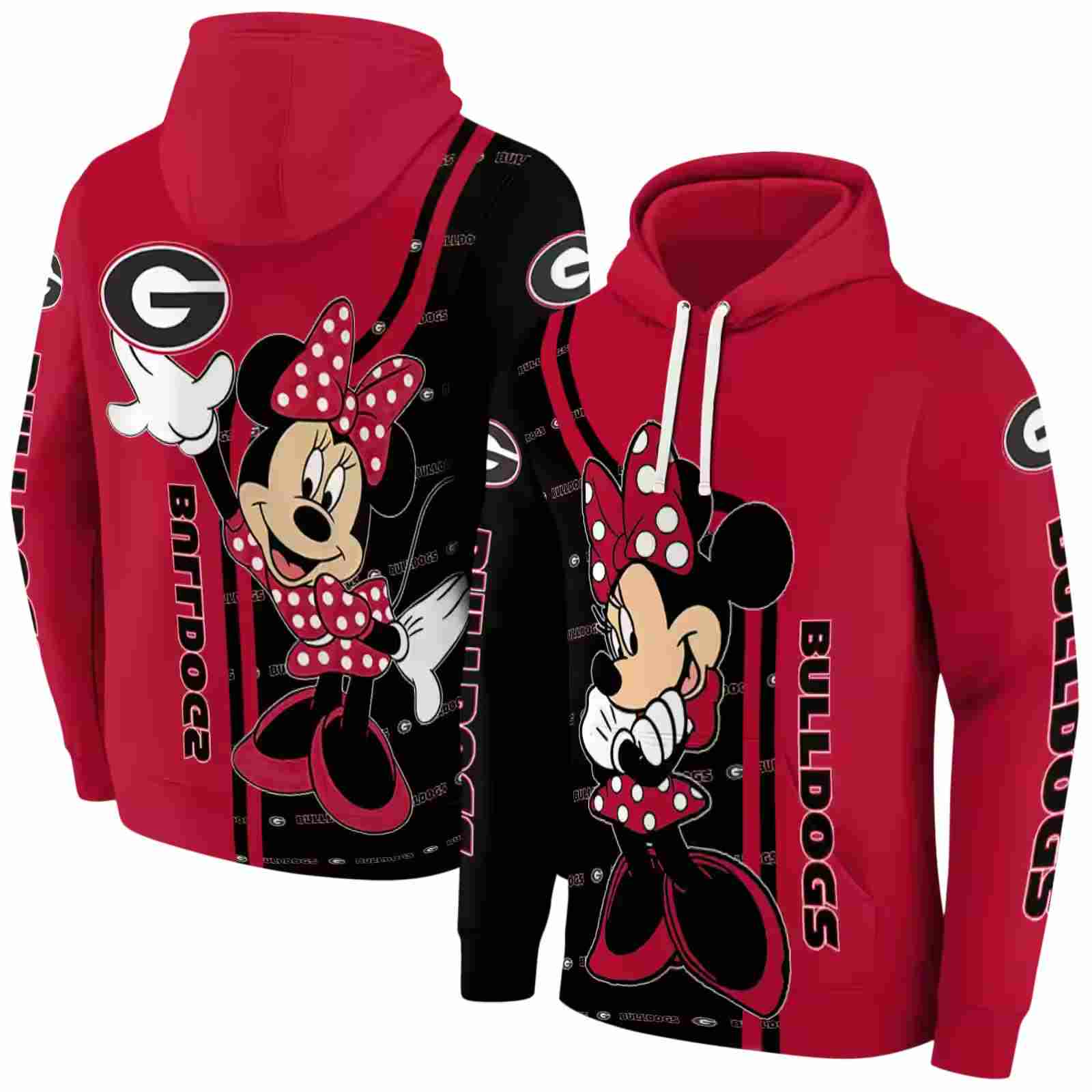 georgia bulldogs minnie mouse red hoodie fashion forward