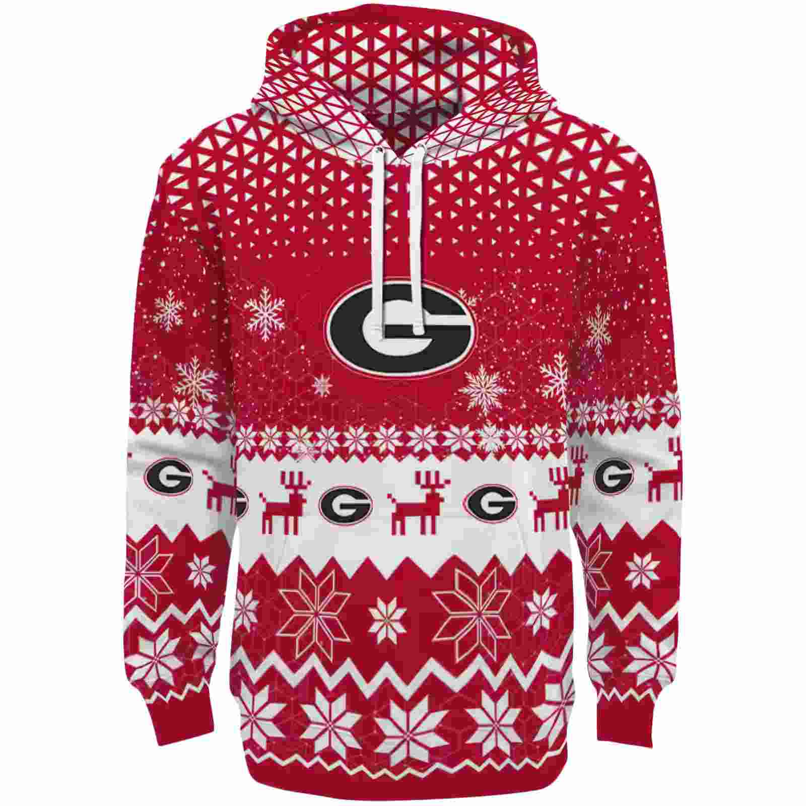 Georgia Bulldogs Reindeer Motif Red Hoodie