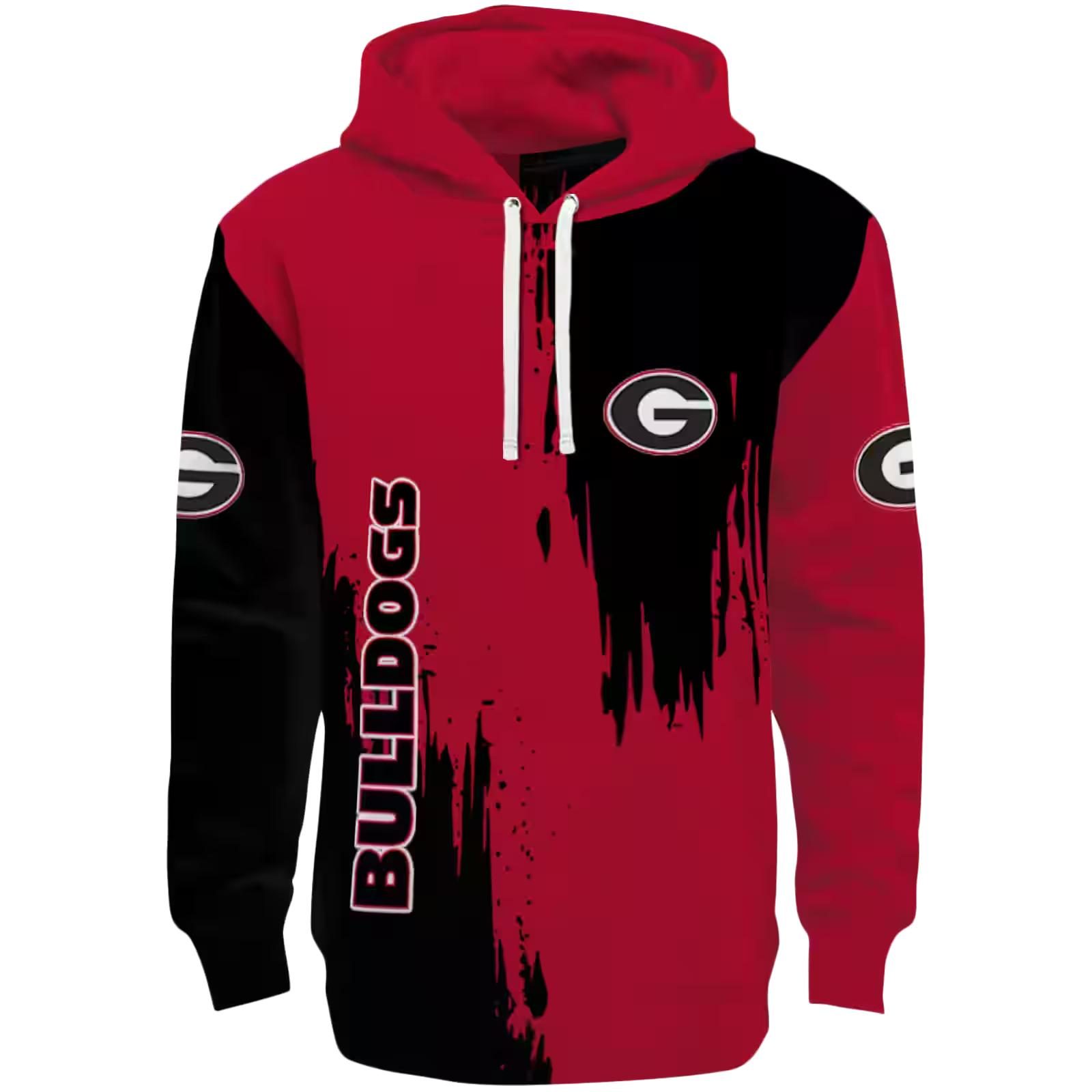 Georgia Bulldogs Splatter Effect Red Hoodie