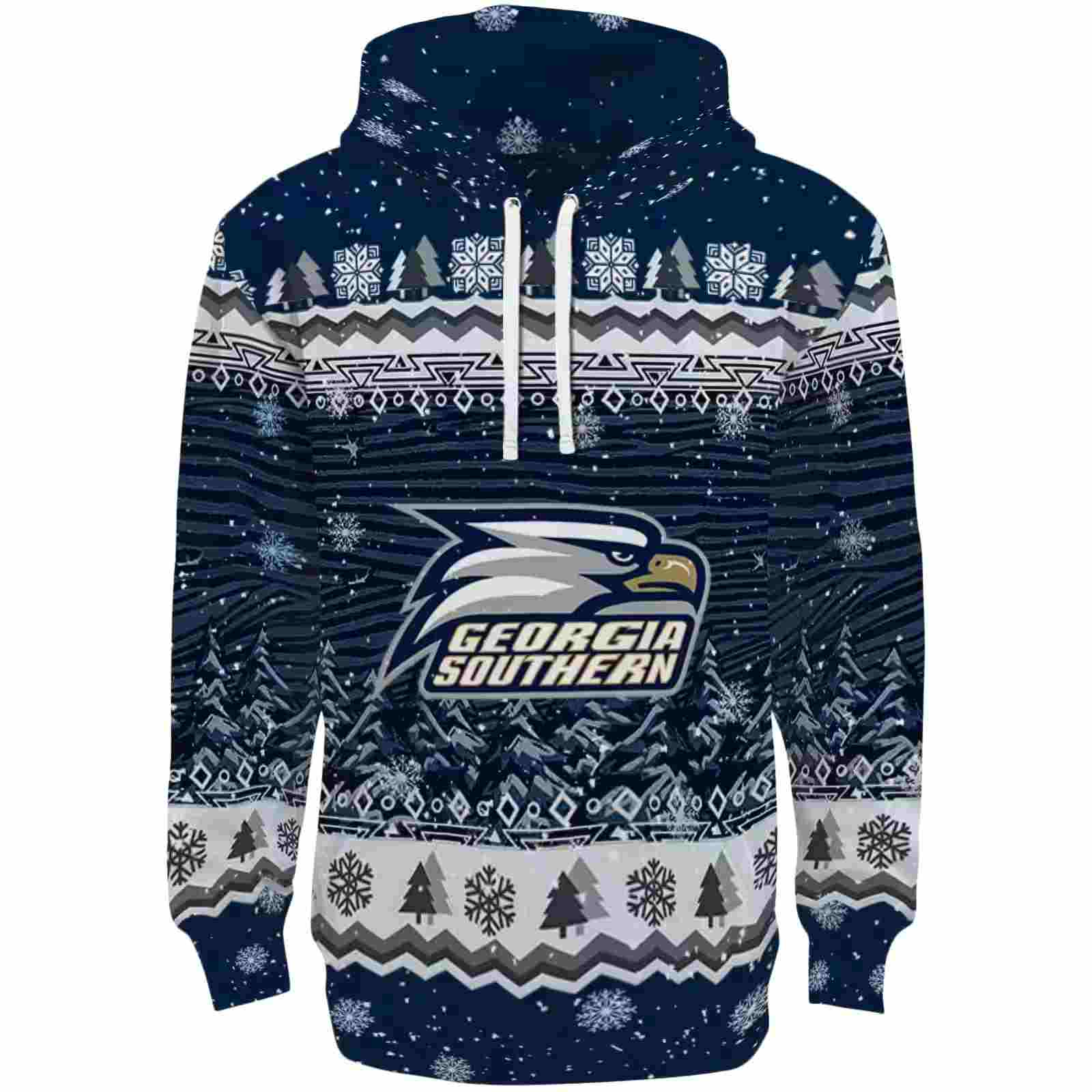 Georgia Southern Eagles Christmas Trees Blue Hoodie