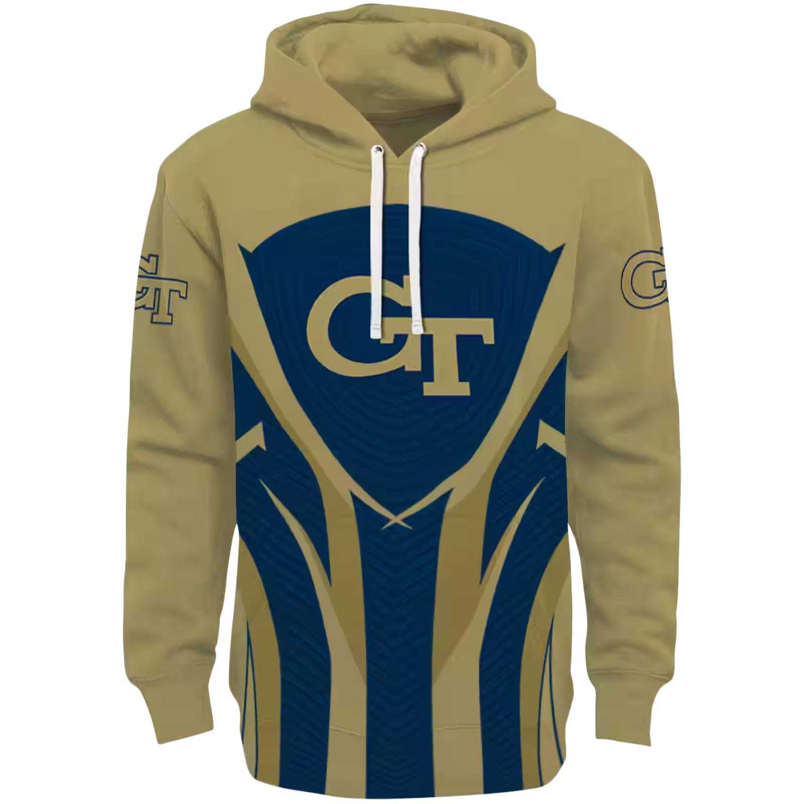 Georgia Tech Yellow Jackets Concentric Lines Gold Black Hoodie
