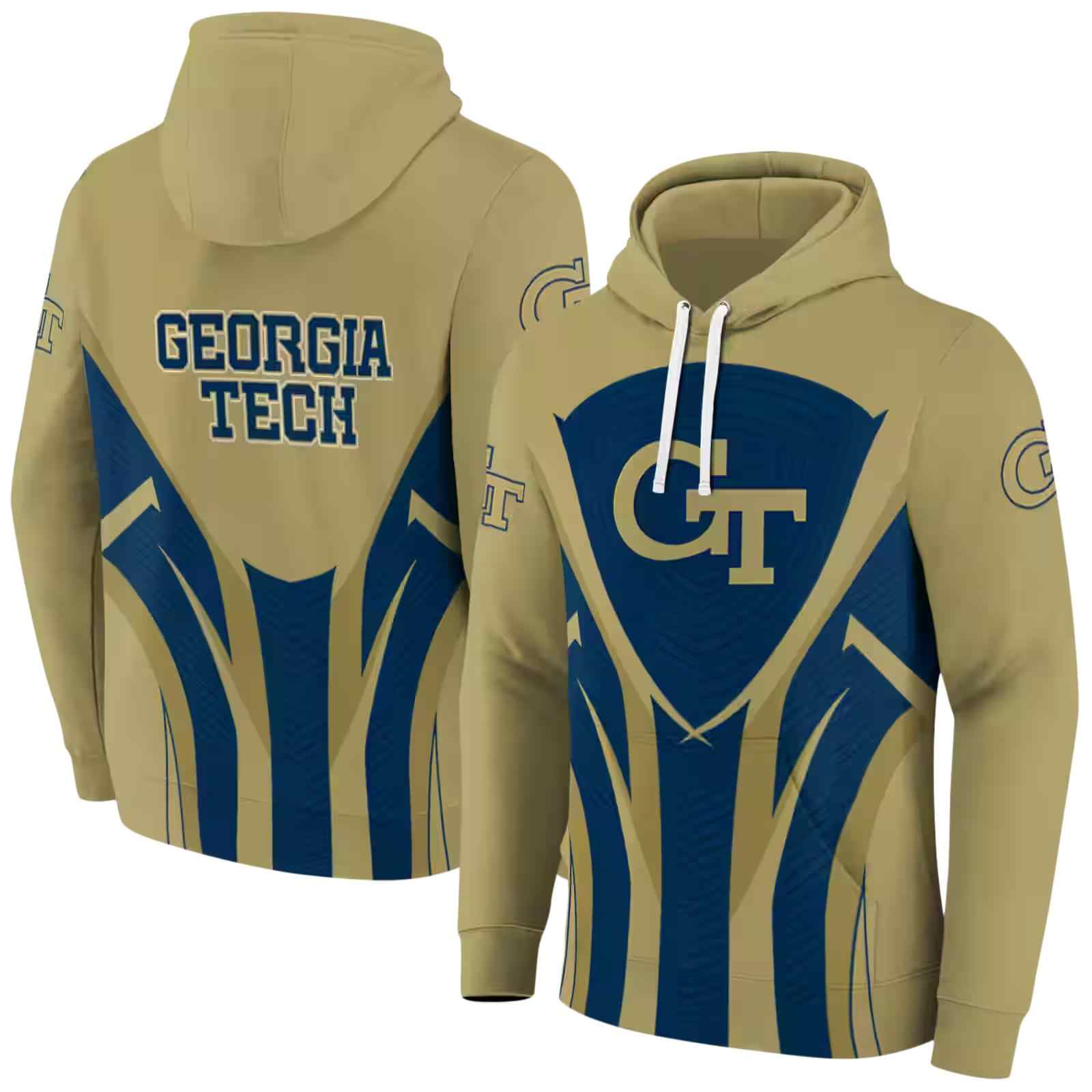 georgia tech yellow jackets concentric lines gold black hoodie fashion forward