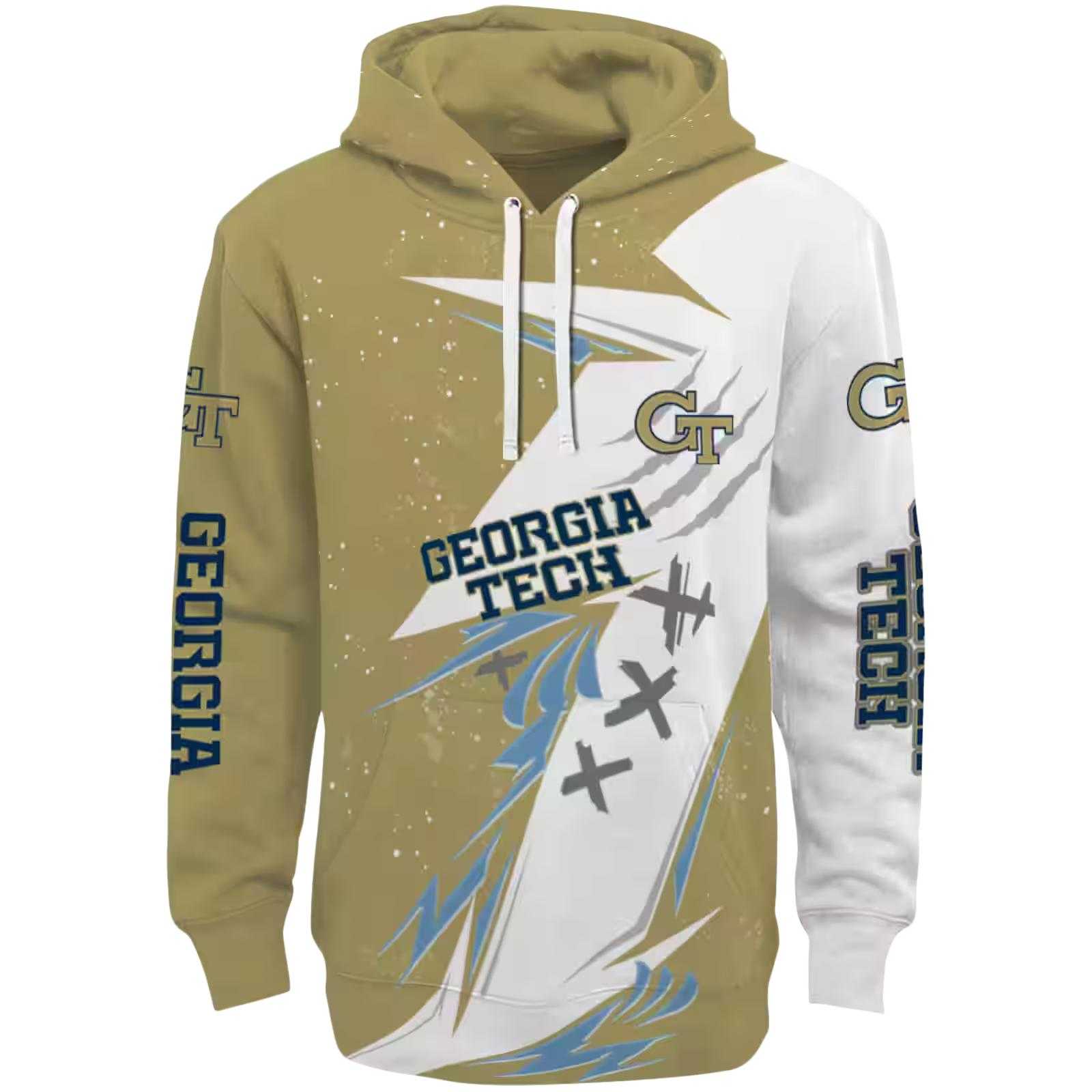 Georgia Tech Yellow Jackets Dynamic Slash Gold White Hoodie
