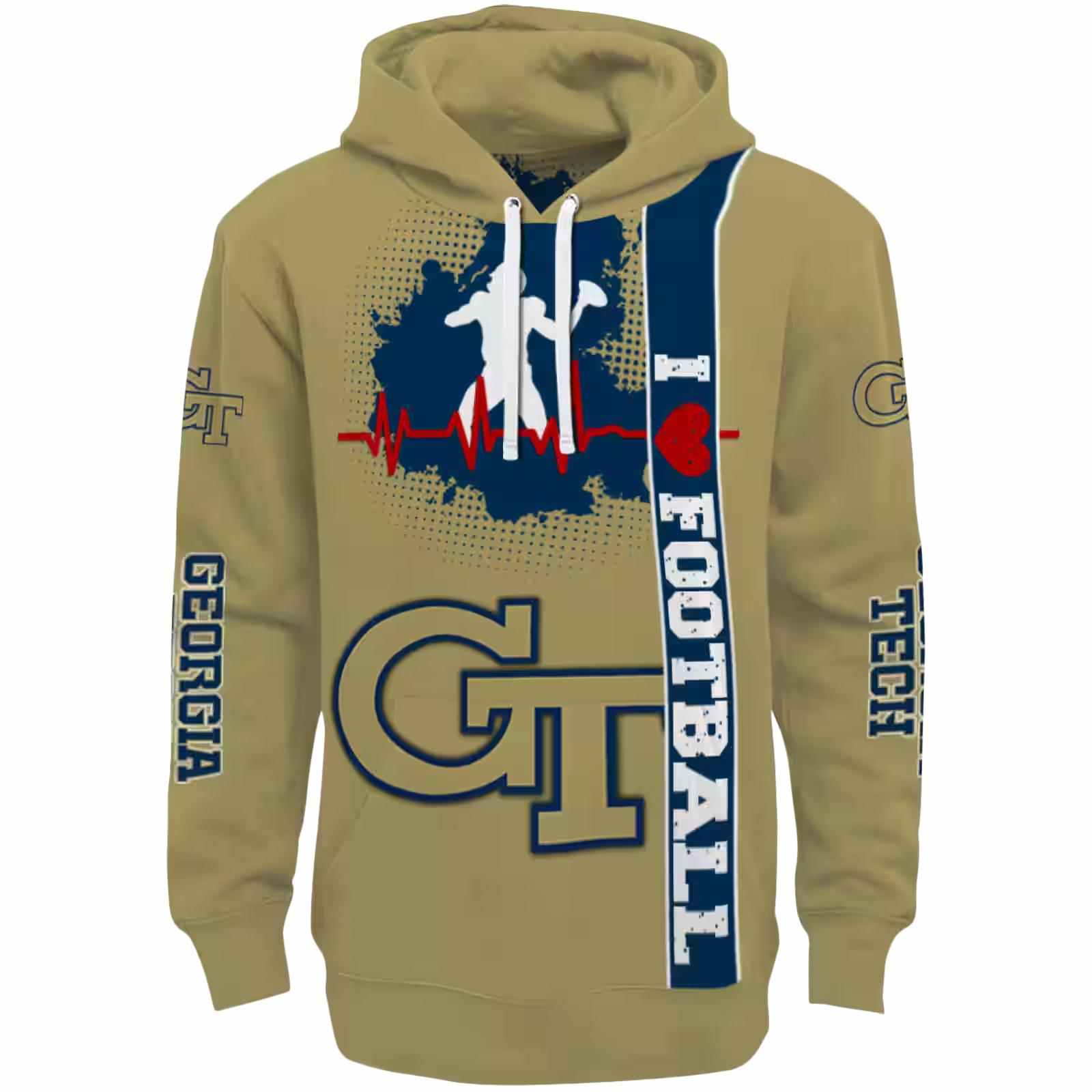 Georgia Tech Yellow Jackets Football Heartbeat Gold Hoodie