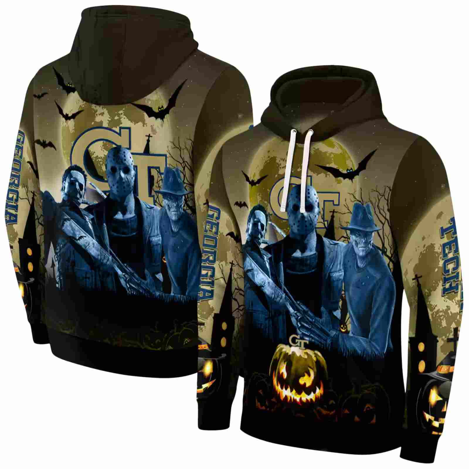 georgia tech yellow jackets halloween vibes gold black hoodie fashion forward