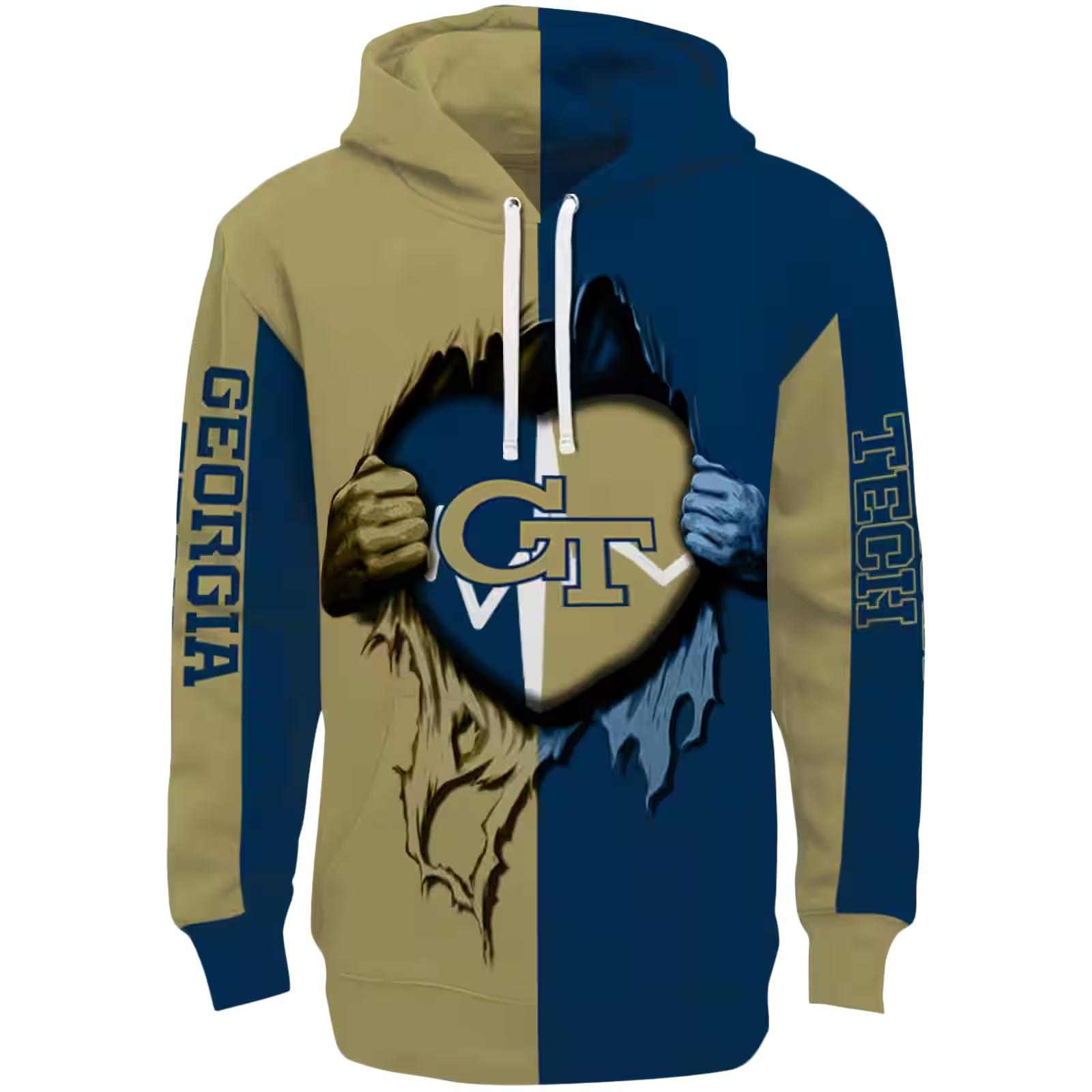 Georgia Tech Yellow Jackets Heartbeat Graphic Gold Hoodie