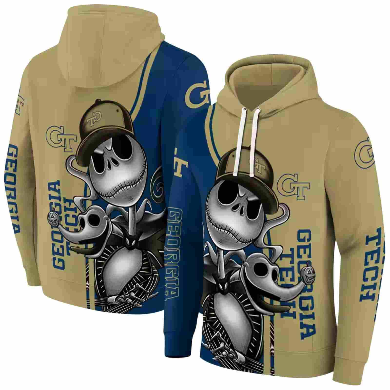 georgia tech yellow jackets jack skellington gold hoodie fashion forward