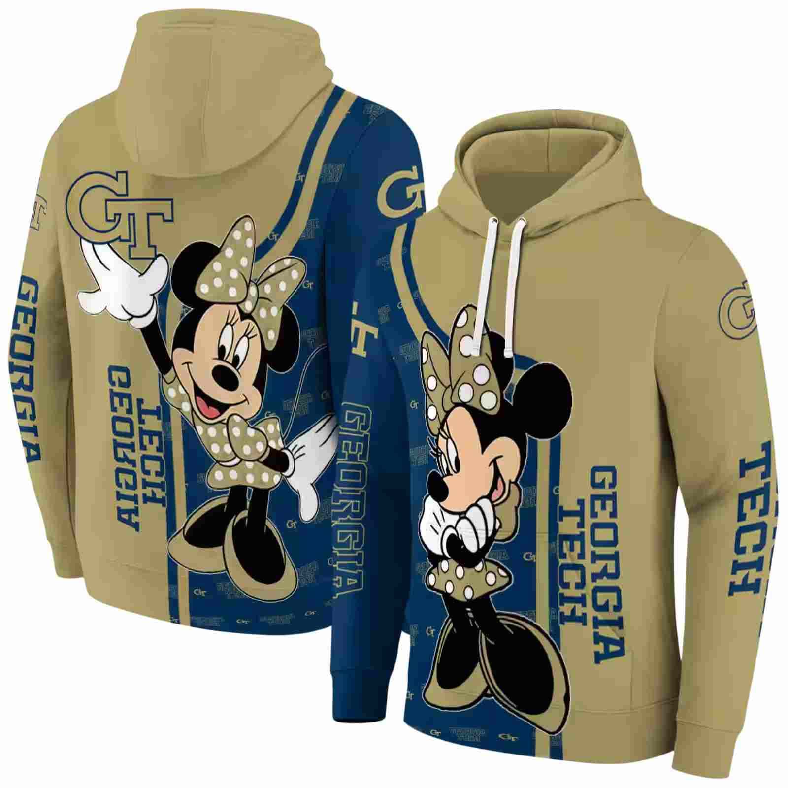 georgia tech yellow jackets minnie mouse gold hoodie fashion forward