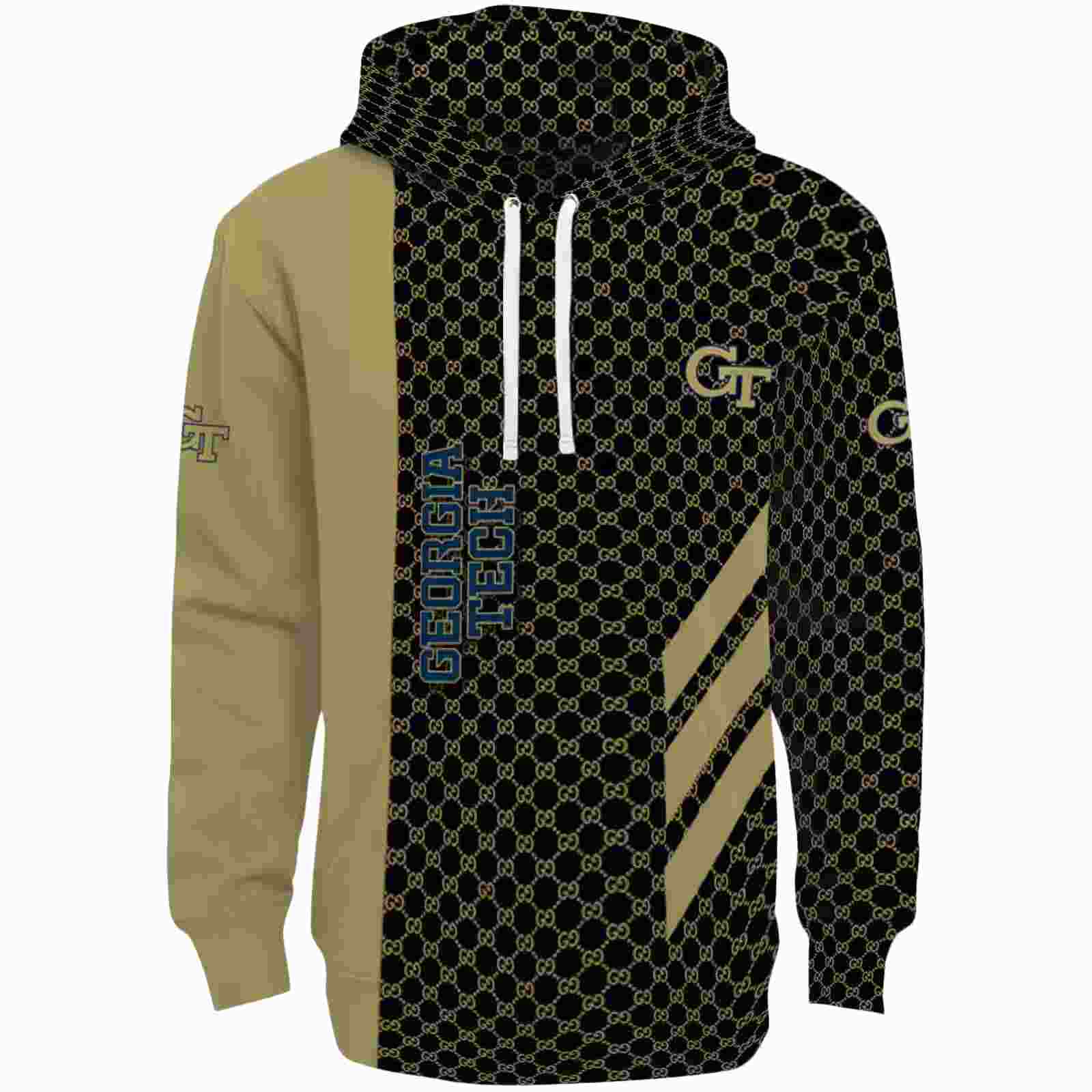 Georgia Tech Yellow Jackets Monogram Pattern Gold Hoodie