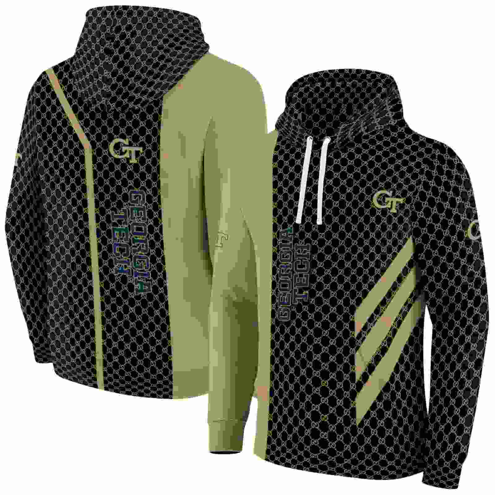 georgia tech yellow jackets monogram pattern gold hoodie fashion forward