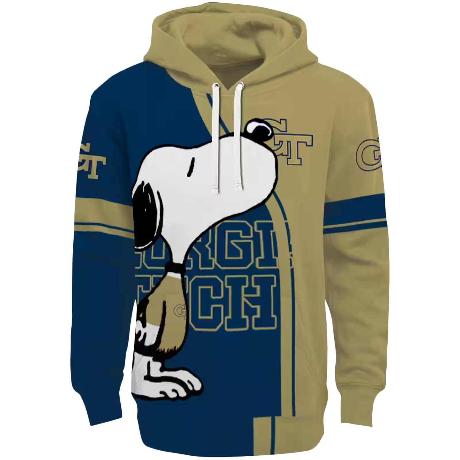 Georgia Tech Yellow Jackets Playful Snoopy Gold Hoodie
