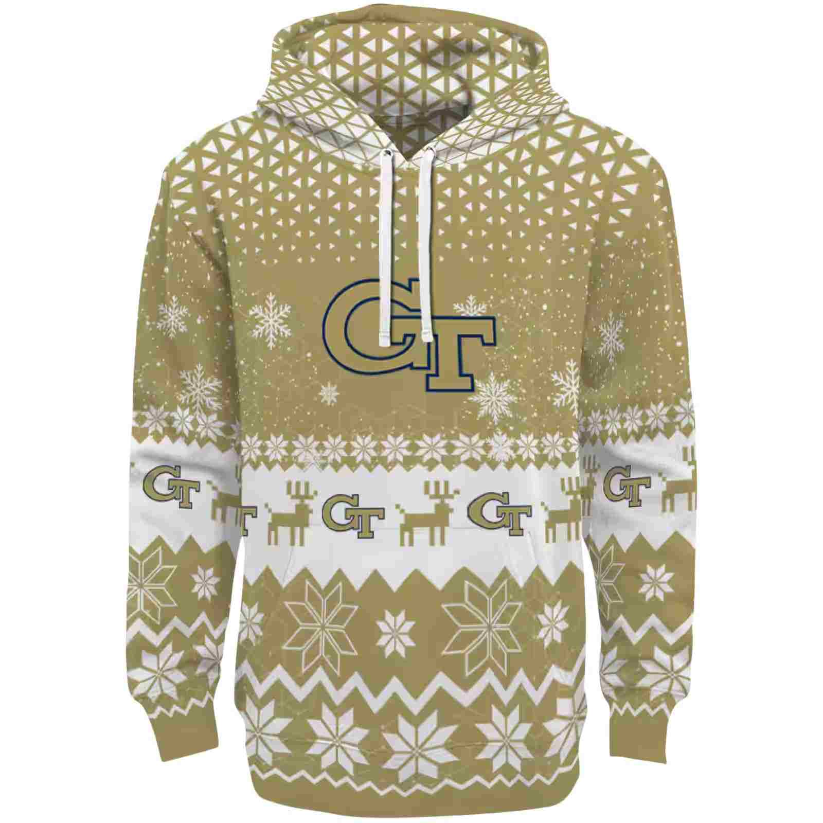 Georgia Tech Yellow Jackets Reindeer Motif Gold Hoodie