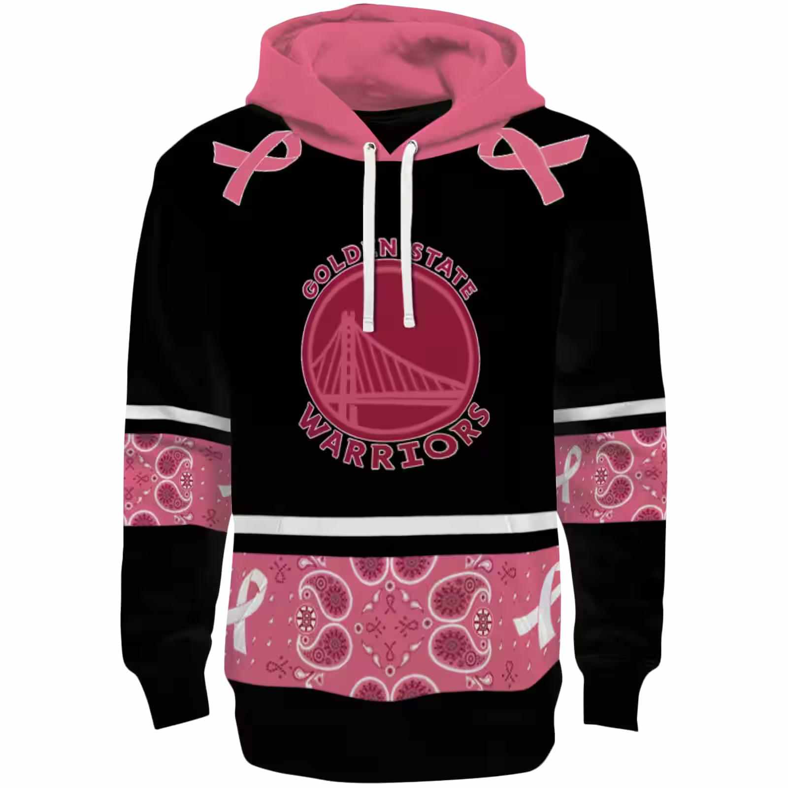 Golden State Warriors Awareness Ribbon Black Pink Hoodie