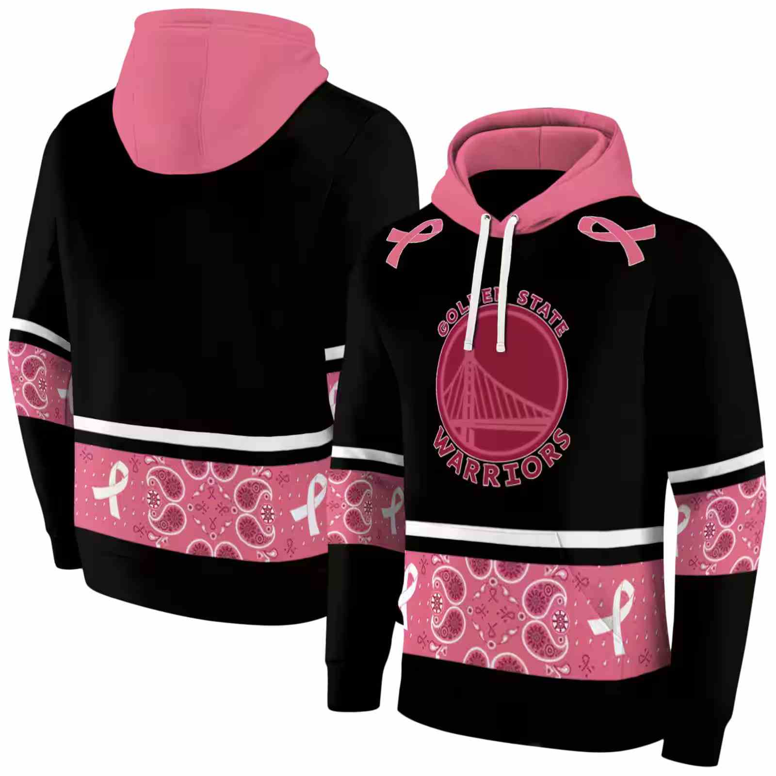 golden state warriors awareness ribbon black pink hoodie fashion forward