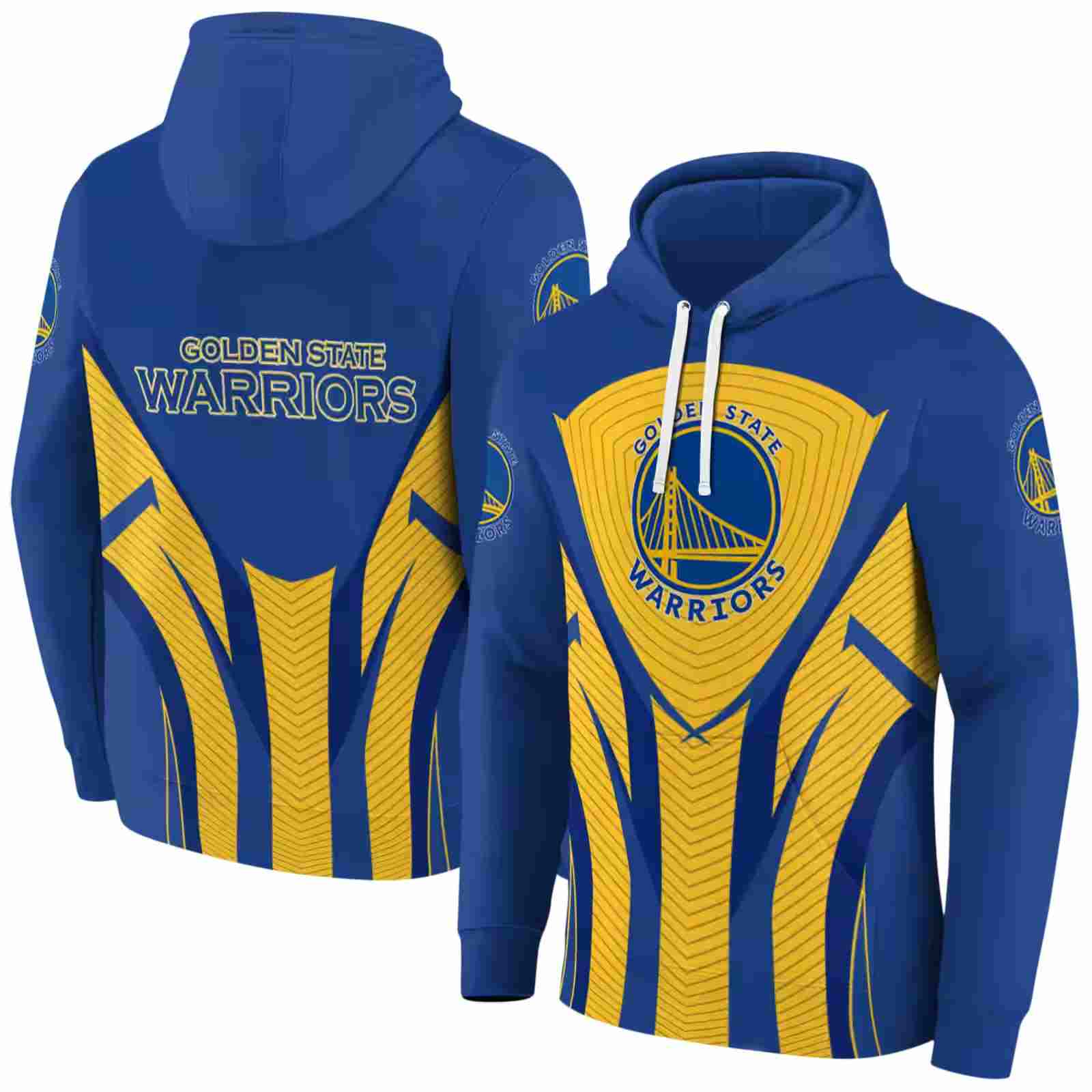 golden state warriors concentric lines blue black hoodie fashion forward