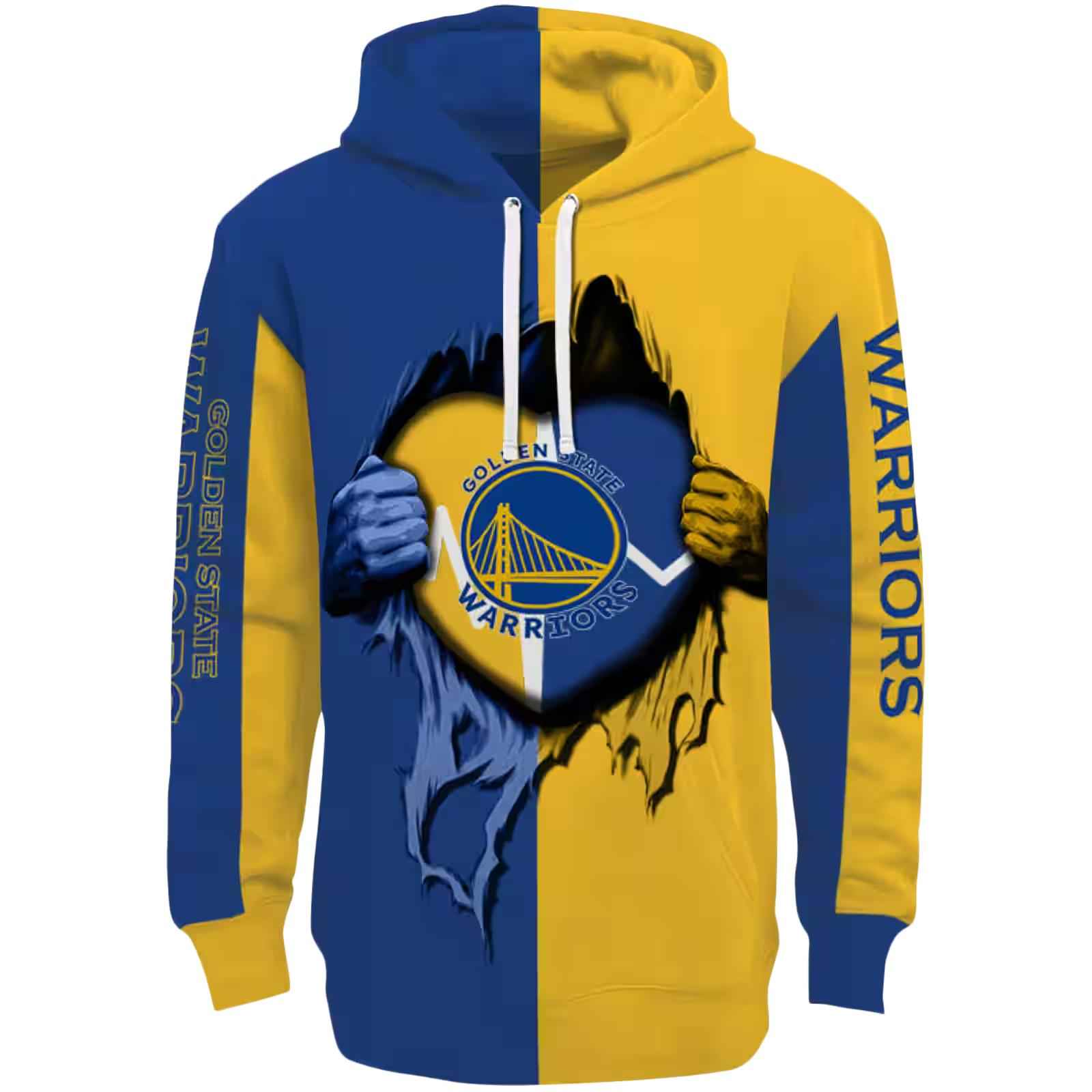 Golden State Warriors Heartbeat Graphic Blue Hoodie