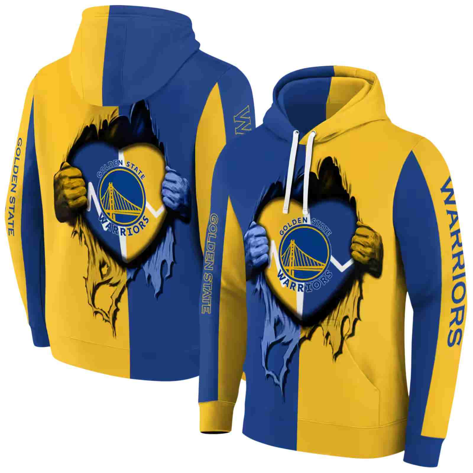 golden state warriors heartbeat graphic blue hoodie fashion forward