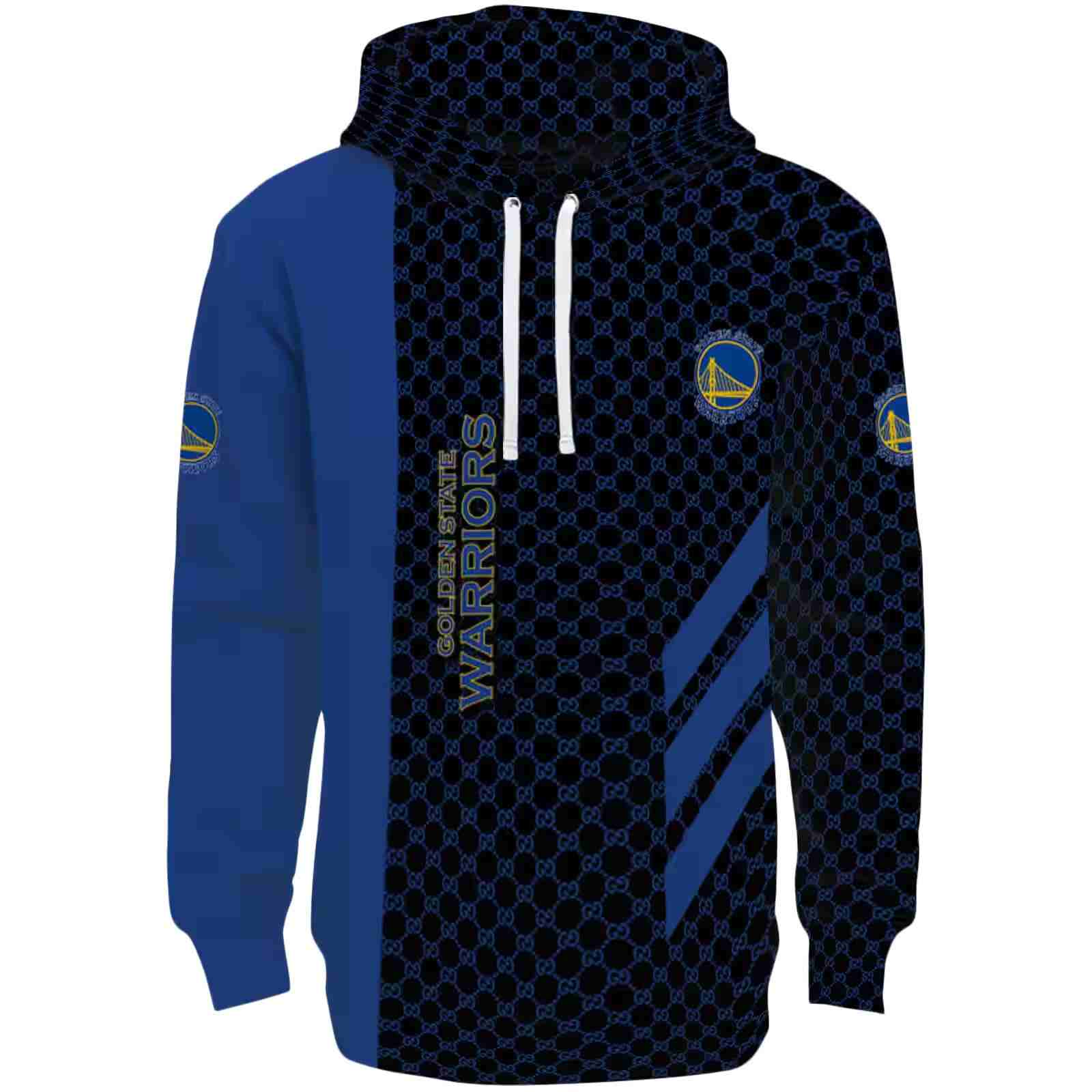 Golden State Warriors Monogram Pattern Blue Hoodie