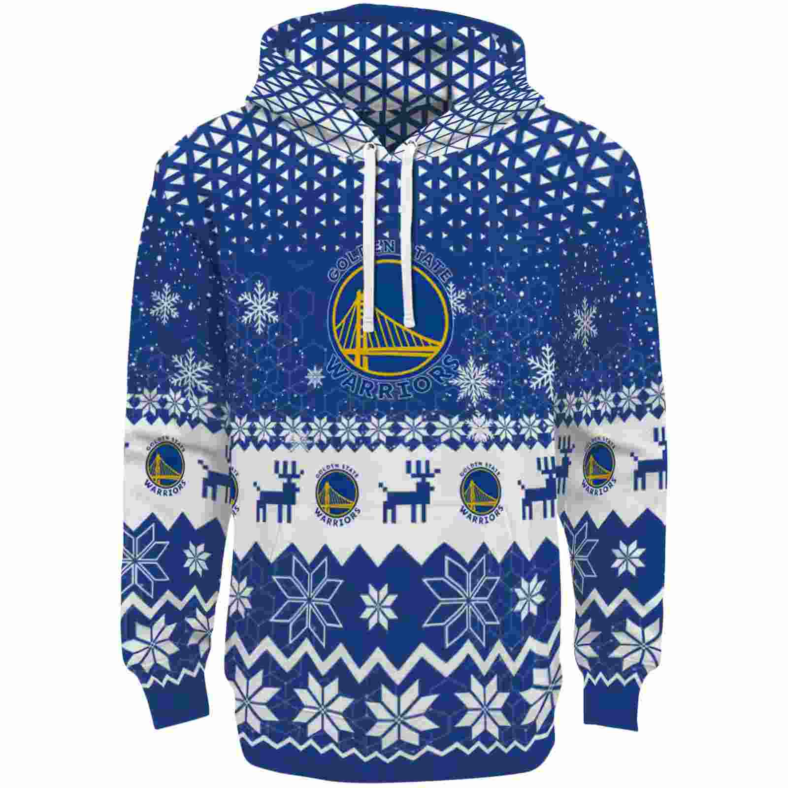 Golden State Warriors Reindeer Motif Blue Hoodie