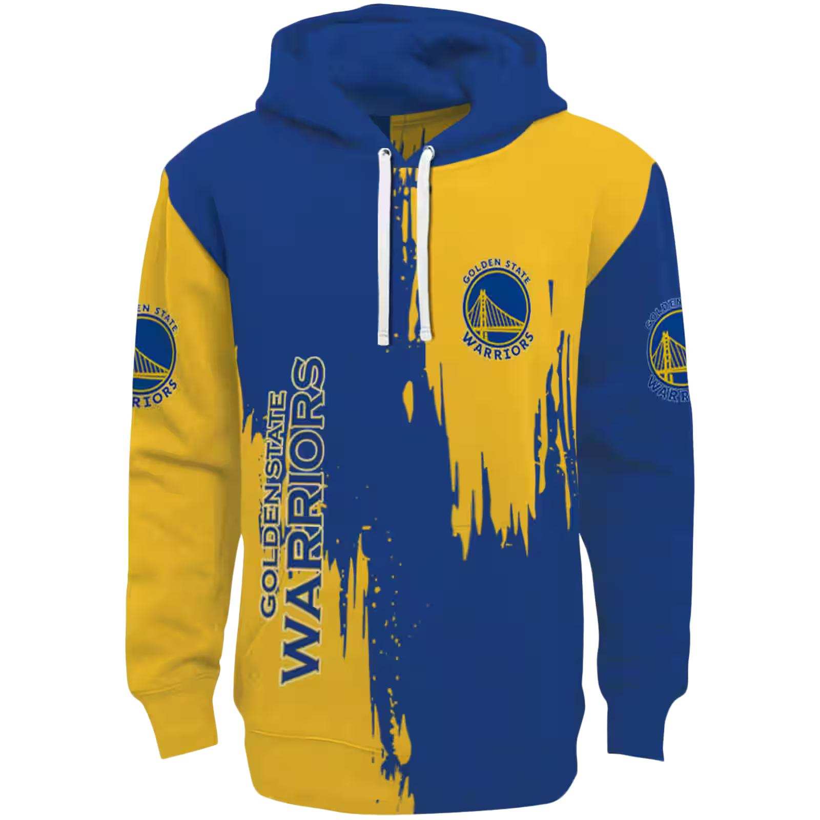 Golden State Warriors Splatter Effect Blue Hoodie