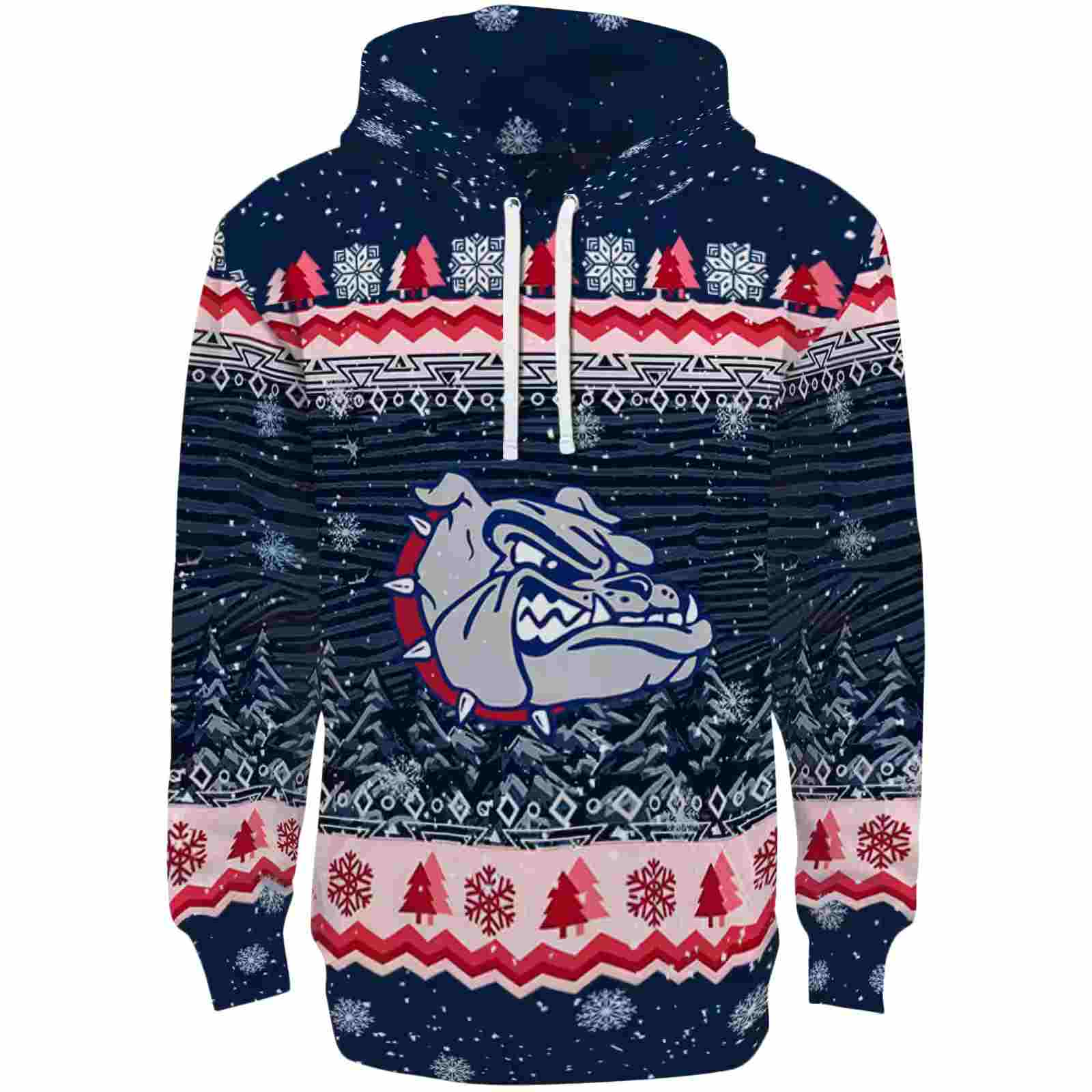 Gonzaga Bulldogs Christmas Trees Blue Hoodie