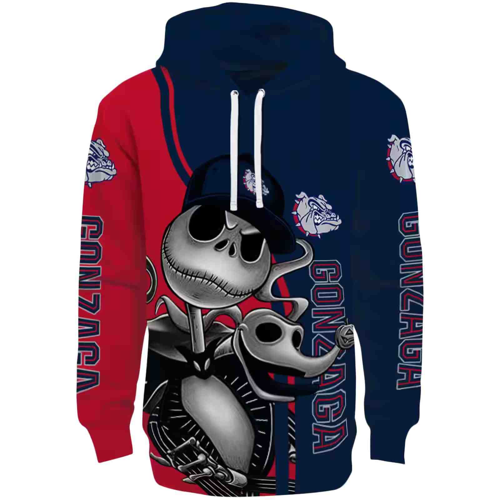 Gonzaga Bulldogs Jack Skellington Blue Hoodie