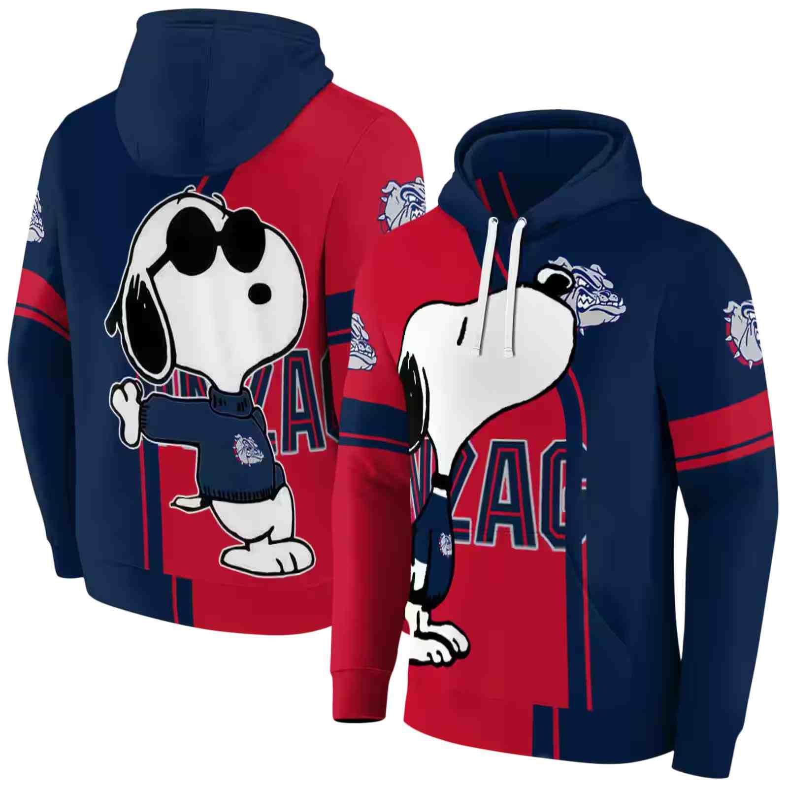 gonzaga bulldogs playful snoopy blue hoodie fashion forward