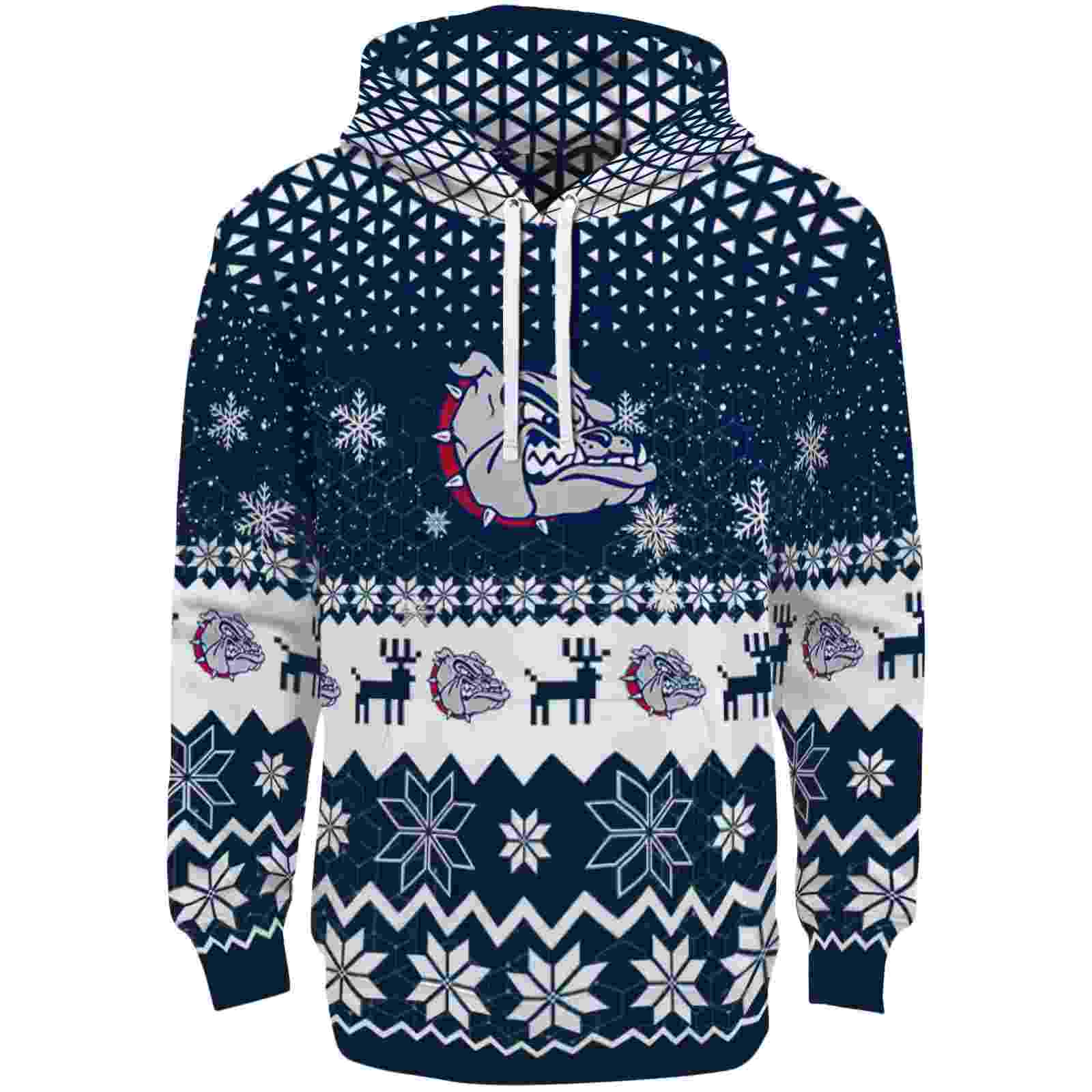Gonzaga Bulldogs Reindeer Motif Blue Hoodie