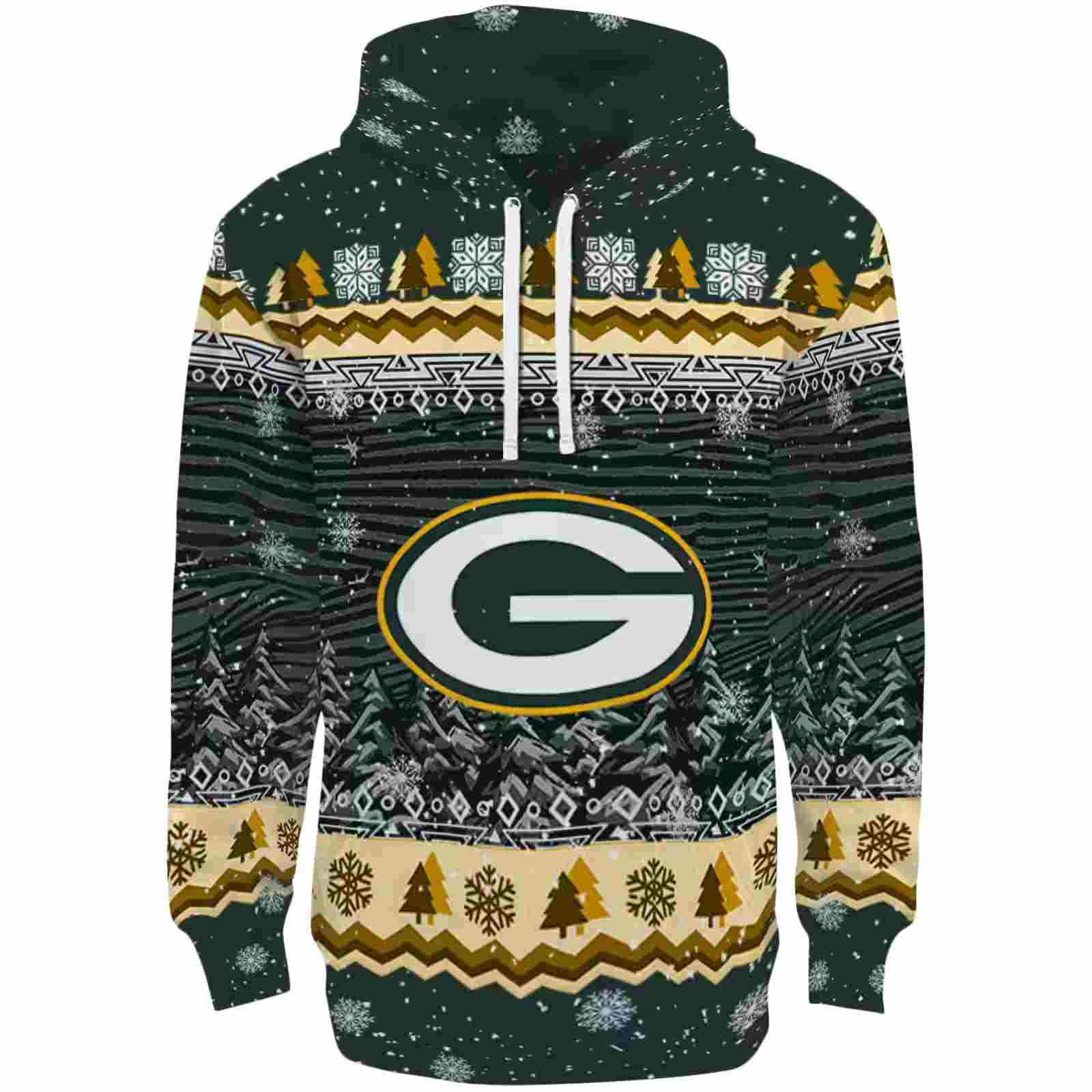 Green Bay Packers Christmas Trees Green Hoodie