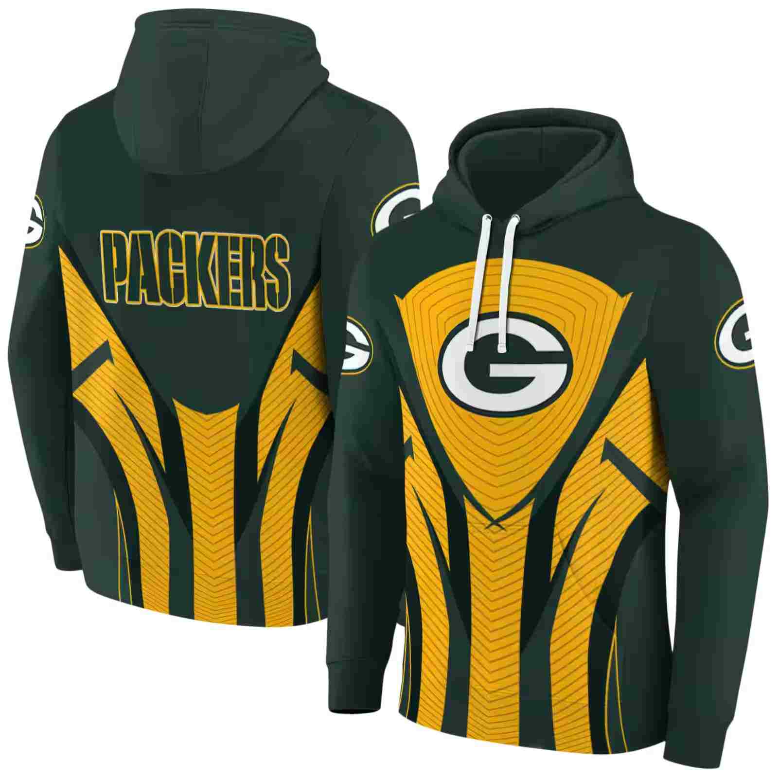 green bay packers concentric lines green black hoodie fashion forward